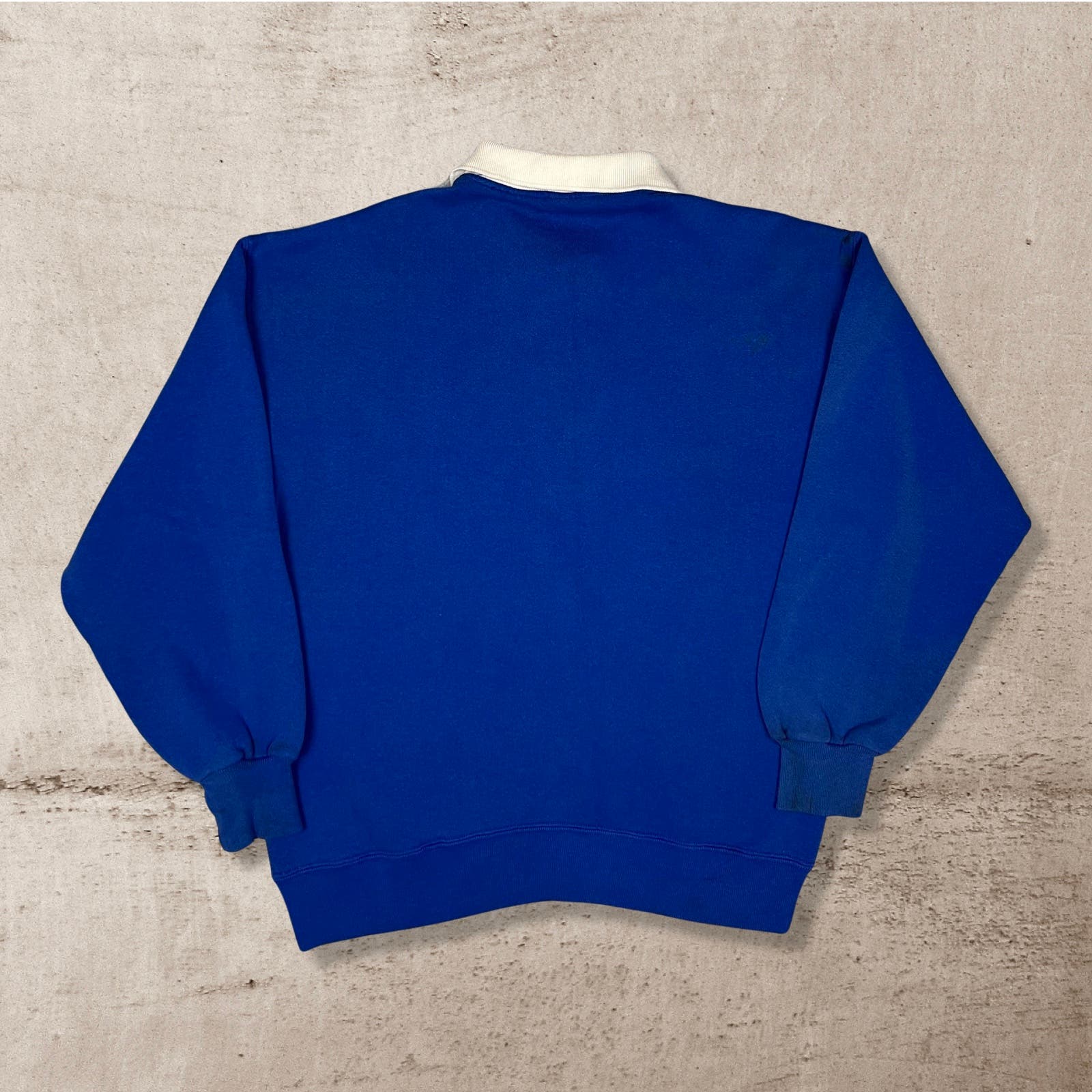 90s VTG RUSSELL ATHLETIC COLLARED BUTTON BLUE SWEATSHIRT (L)