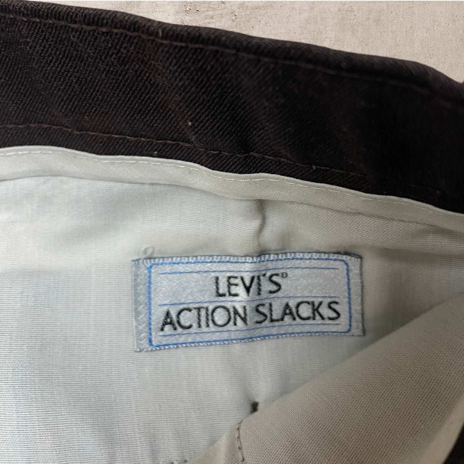 70s VTG DARK BROWN LEVIS ACTION SLACKS PANTS USA MADE MENS (36X31)