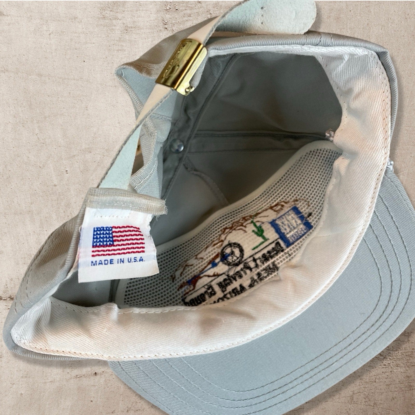 90s VTG GENERAL MOTORS MESA DESERT PROVING GREY TRUCKER HAT CAP OS