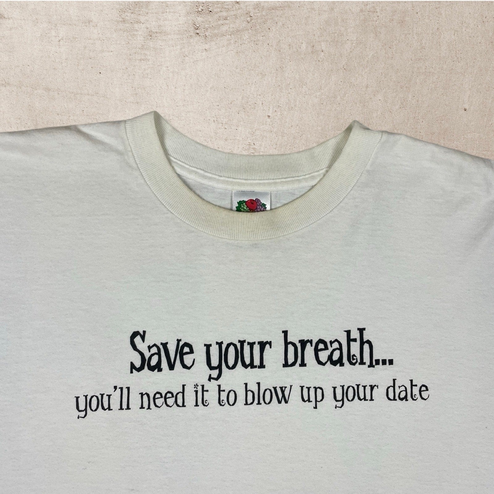 Y2K VTG SAVE YOUR BREATH STATEMENT PHRASE HUMOR T-SHIRT (XL)