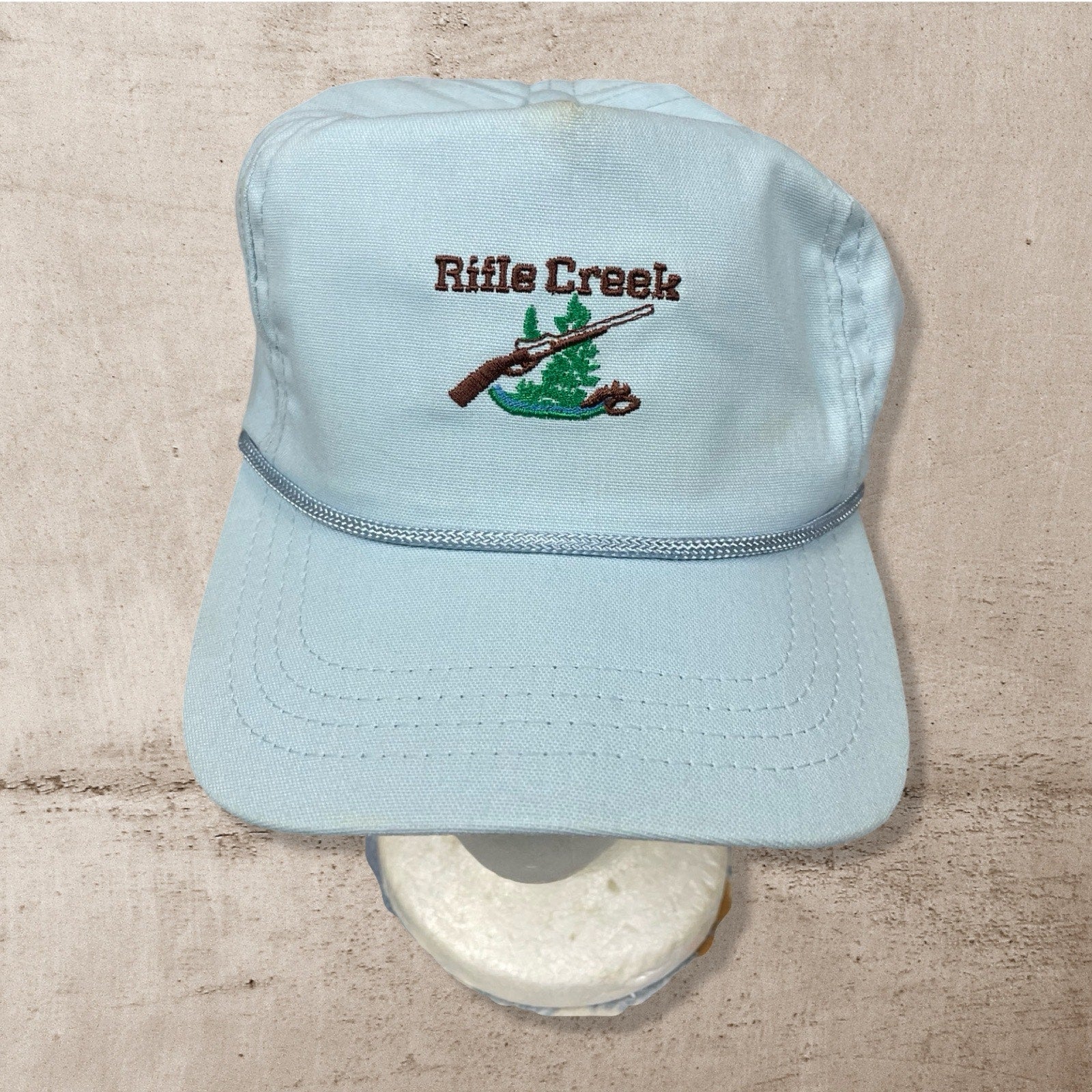 VINTAGE 90S DUCKSTER RIFLE CREEK WESTERN SPORTS HAT BLUE CAP EMBROIDERED (OS)