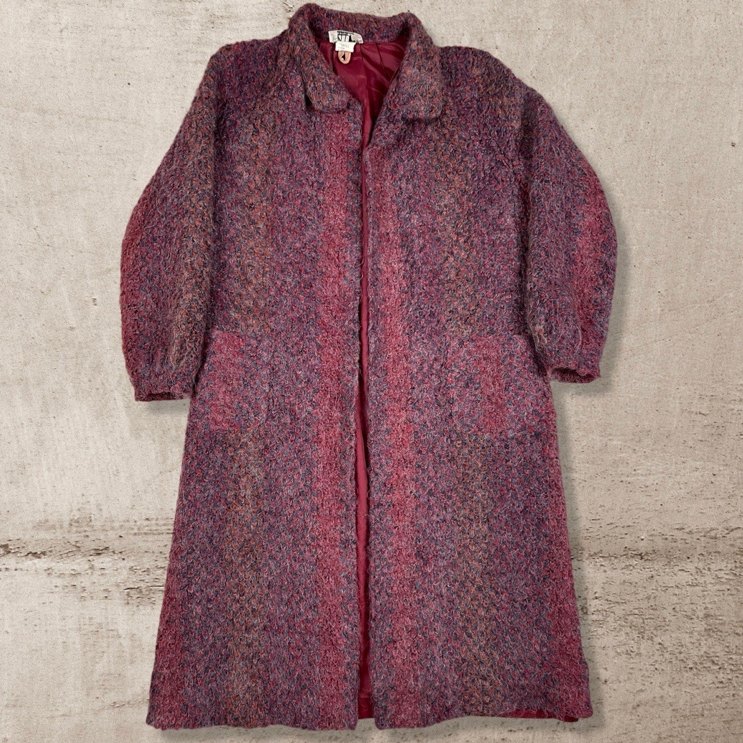 80s VTG MJ SEATTLE MOHAIR WOOL BLEND PLUM COLORED WOMENS COAT SMALL USA