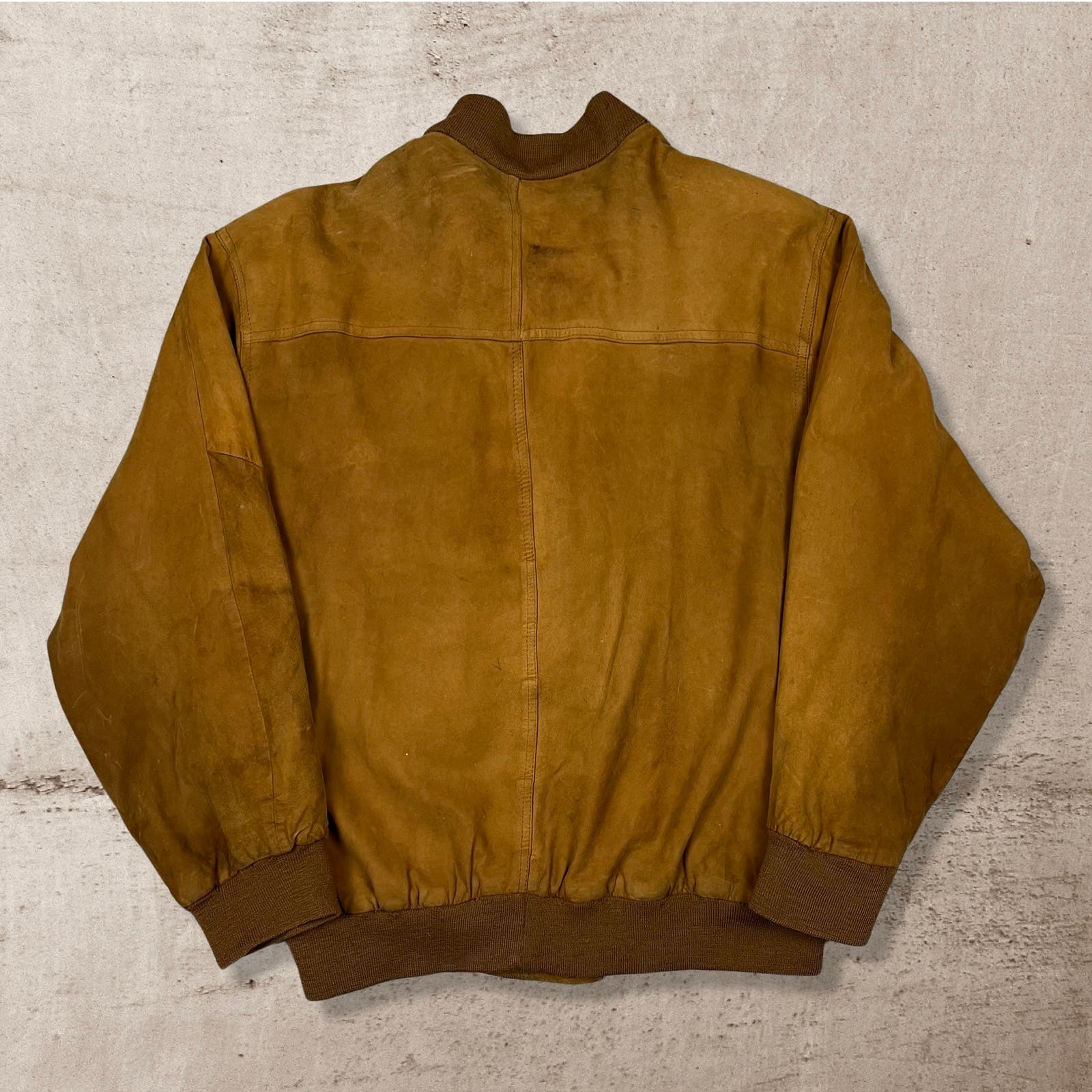 70s VINTAGE WEST GERMANY MADE BROWN LEATHER SUEDE BOMBER JACKET (XL)