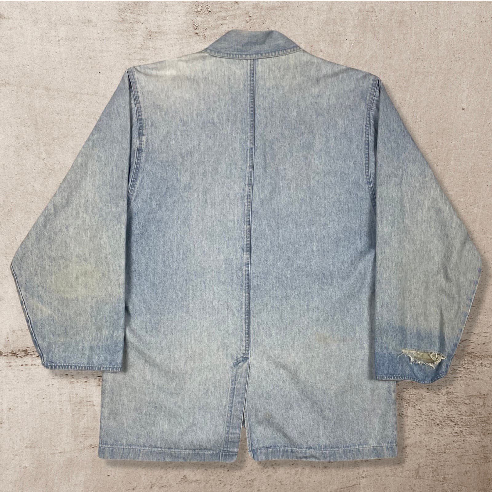 80s VINTAGE MENS DISTRESSED SUNDANCE DENIM BLAZER JACKET L/XL