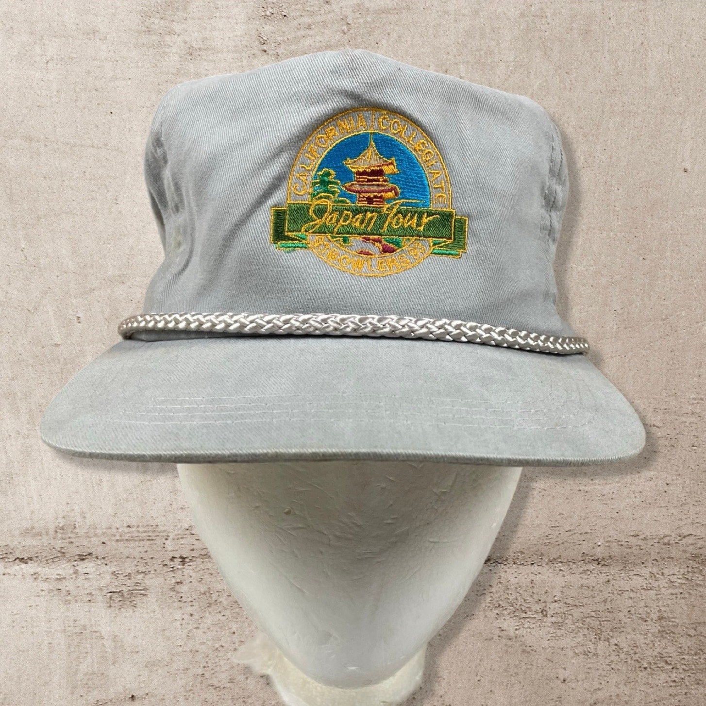 90s VTG CALIFORNIA COLLEGIATE JAPAN TOUR GREY TRUCKER HAT (OS)