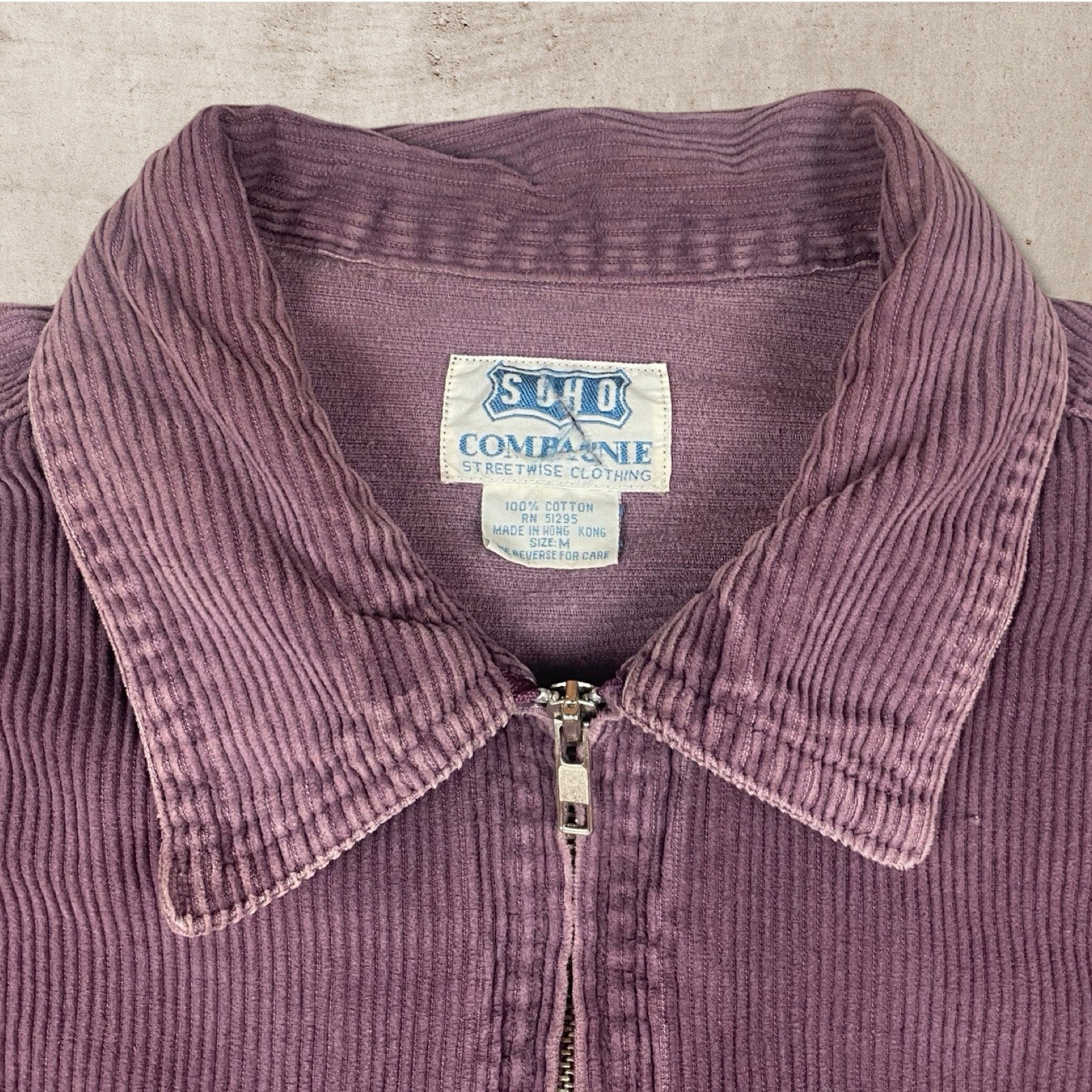 90s VTG SOHO COMPAGNIE ZIP UP CORDUROY SHIRT JACKET PURPLE (M)