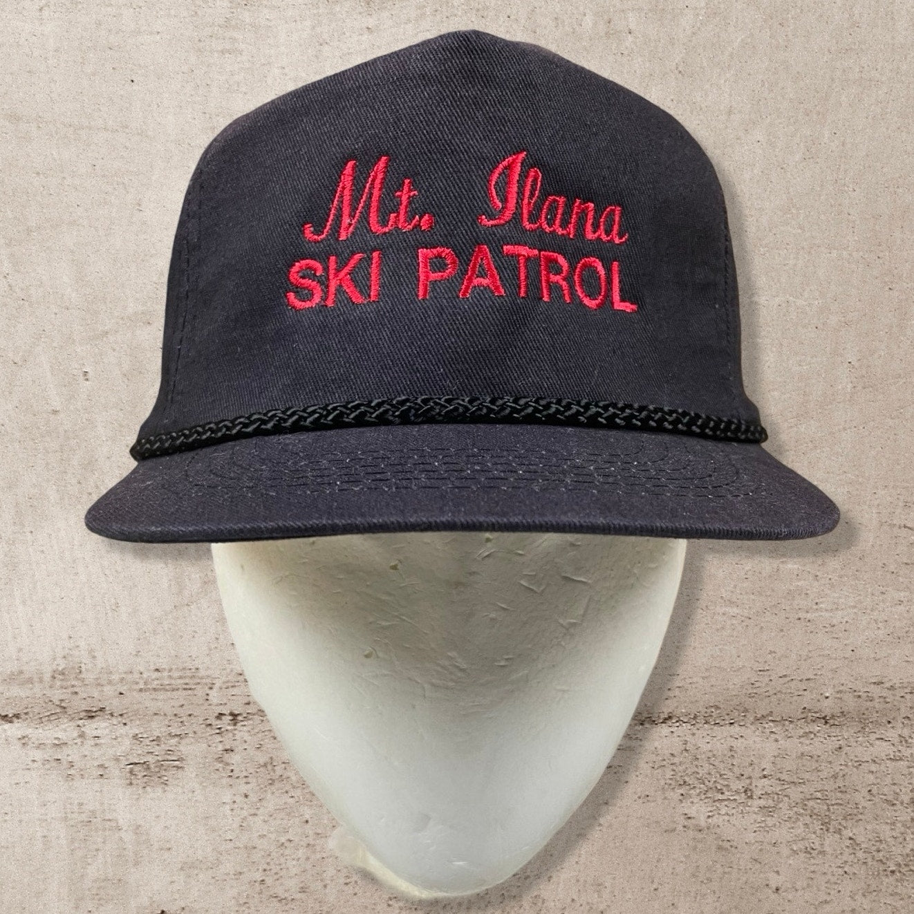 90s VTG MT ILANA SKI PATROL WINTER SPORTS  BLACK TRUCKER HAT (OS)