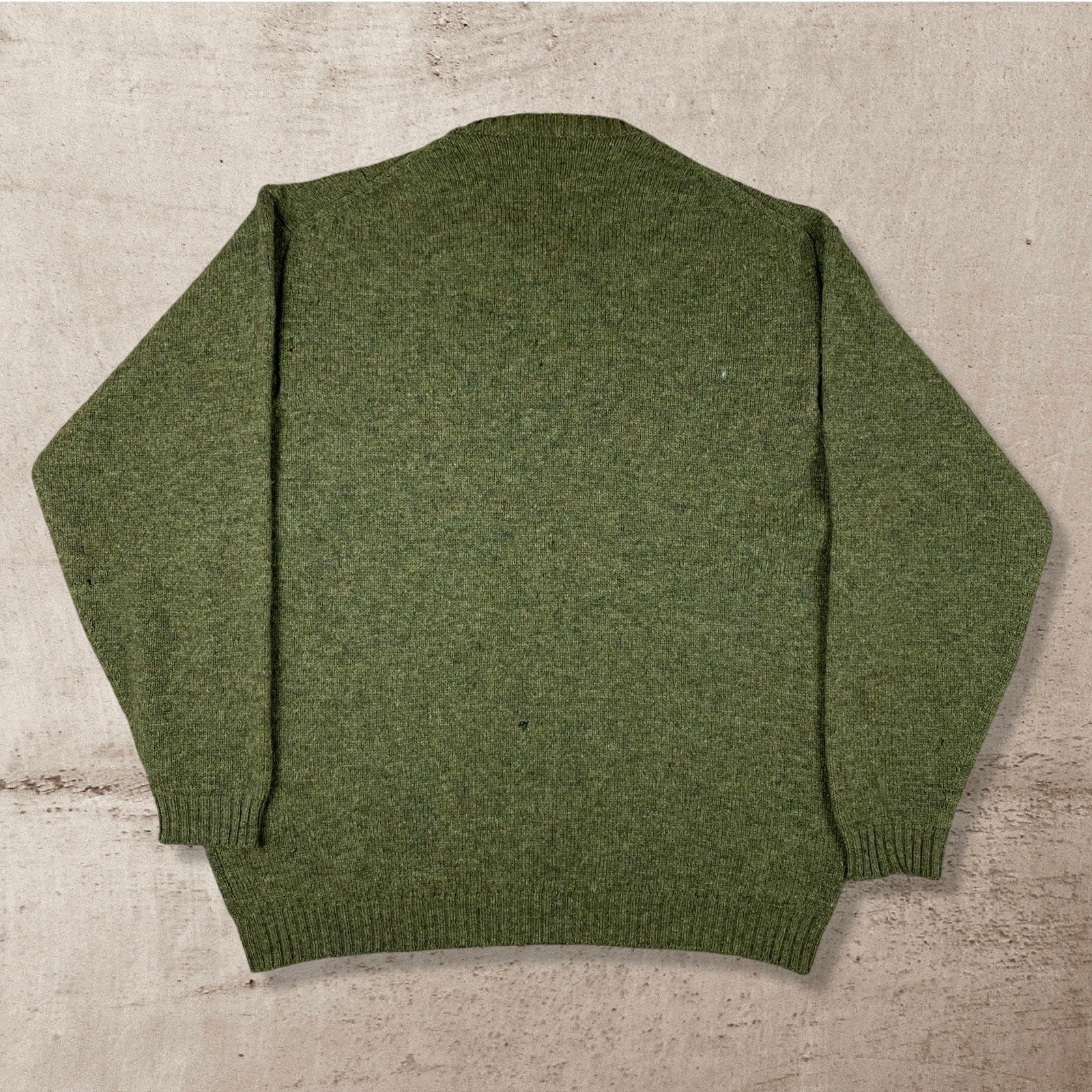 90s VTG L.L. BEAN GREEN KNIT WOOL SWEATER SCOTLAND MADE (XL)