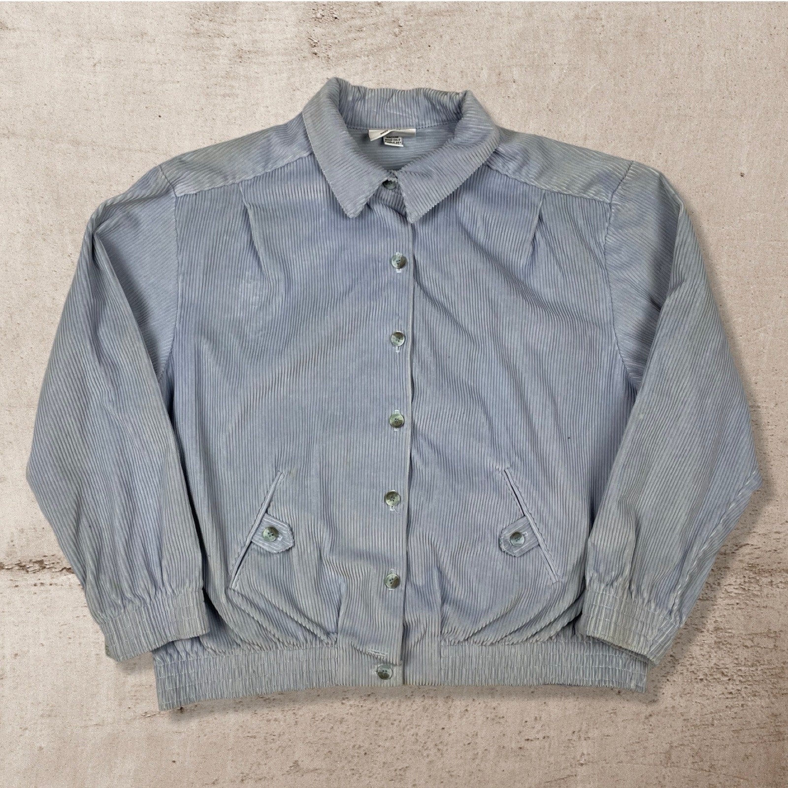 90s VTG ALFRED DUNNER BLUE CORDUROY JACKET USA MADE BUTTON-UP WOMENS (L/XL)