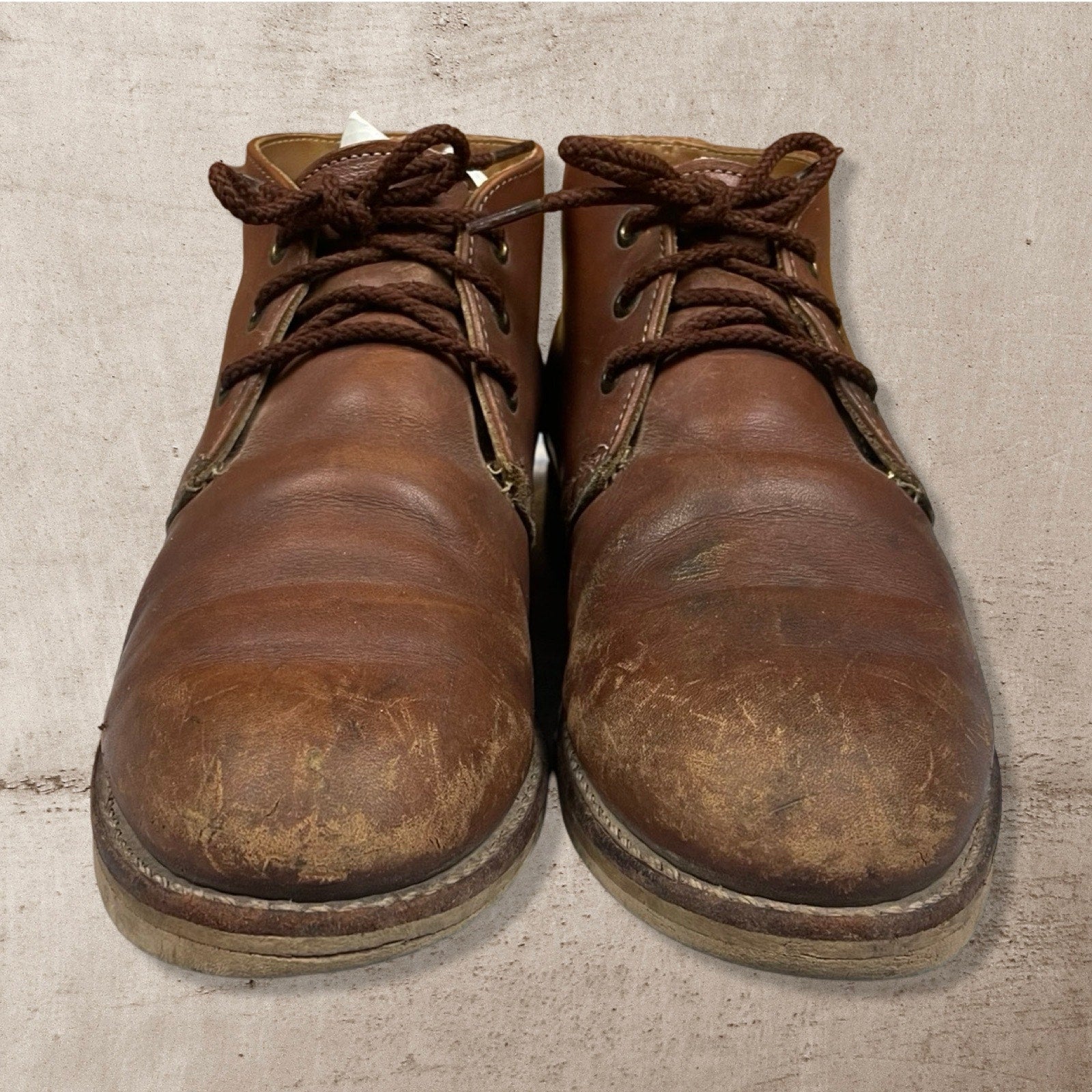 RED WING WORK CHUKKA BOOTS 595 MODEL USA MADE SOFT TOE BROWN LEATHER MENS 8 D