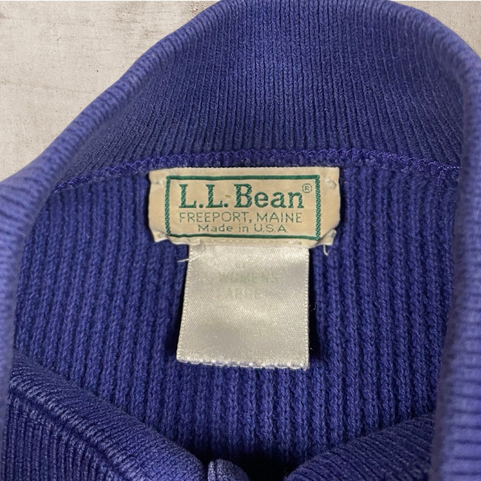 80s VTG L.L. BEAN QUARTER BUTTON KNIT SWEATER COTTON BLUE USA MADE WOMENS (L/M)