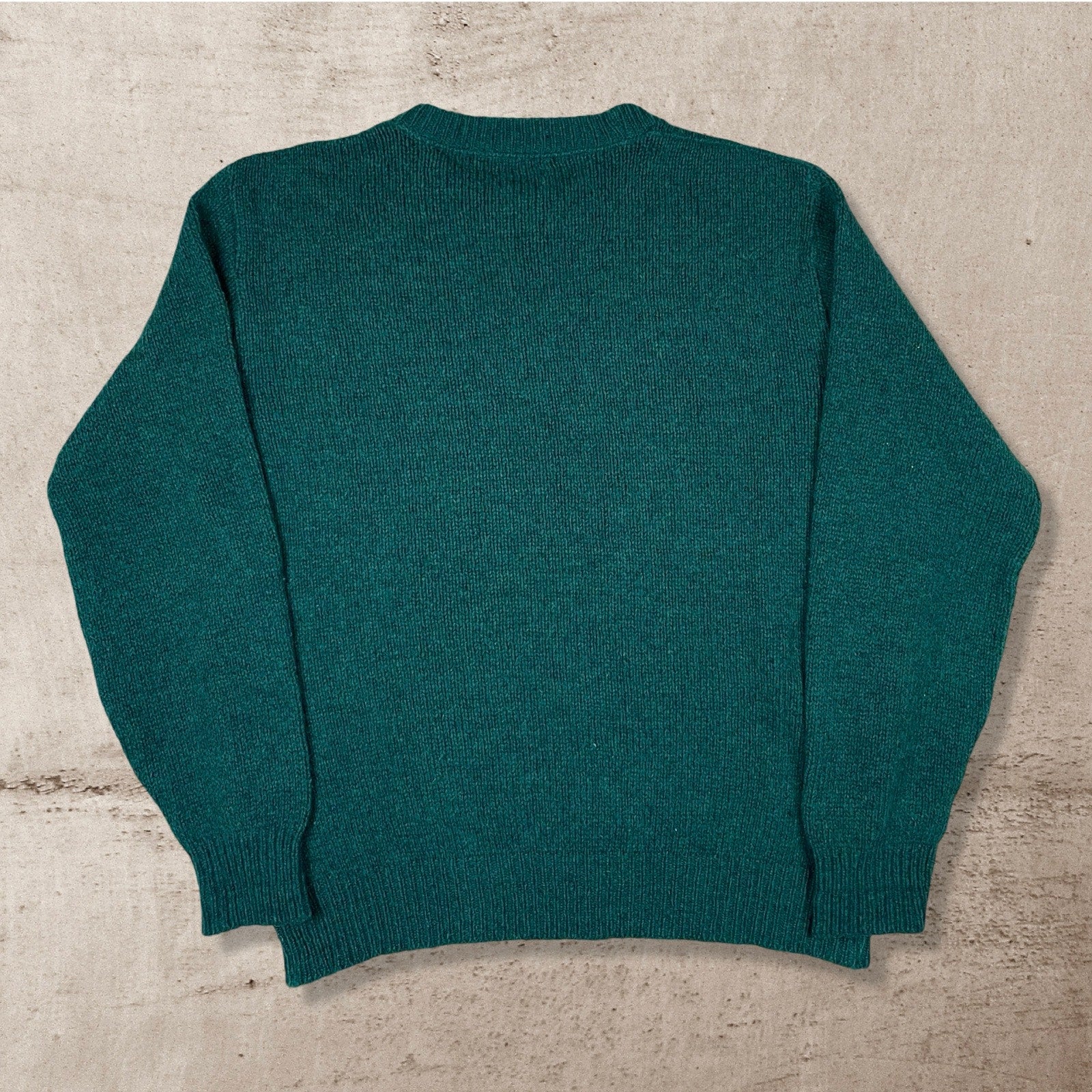 90s VTG L.L. BEAN GREEN KNIT CABIN WINTER SWEATER ACRYLIC USA MADE MENS (L)