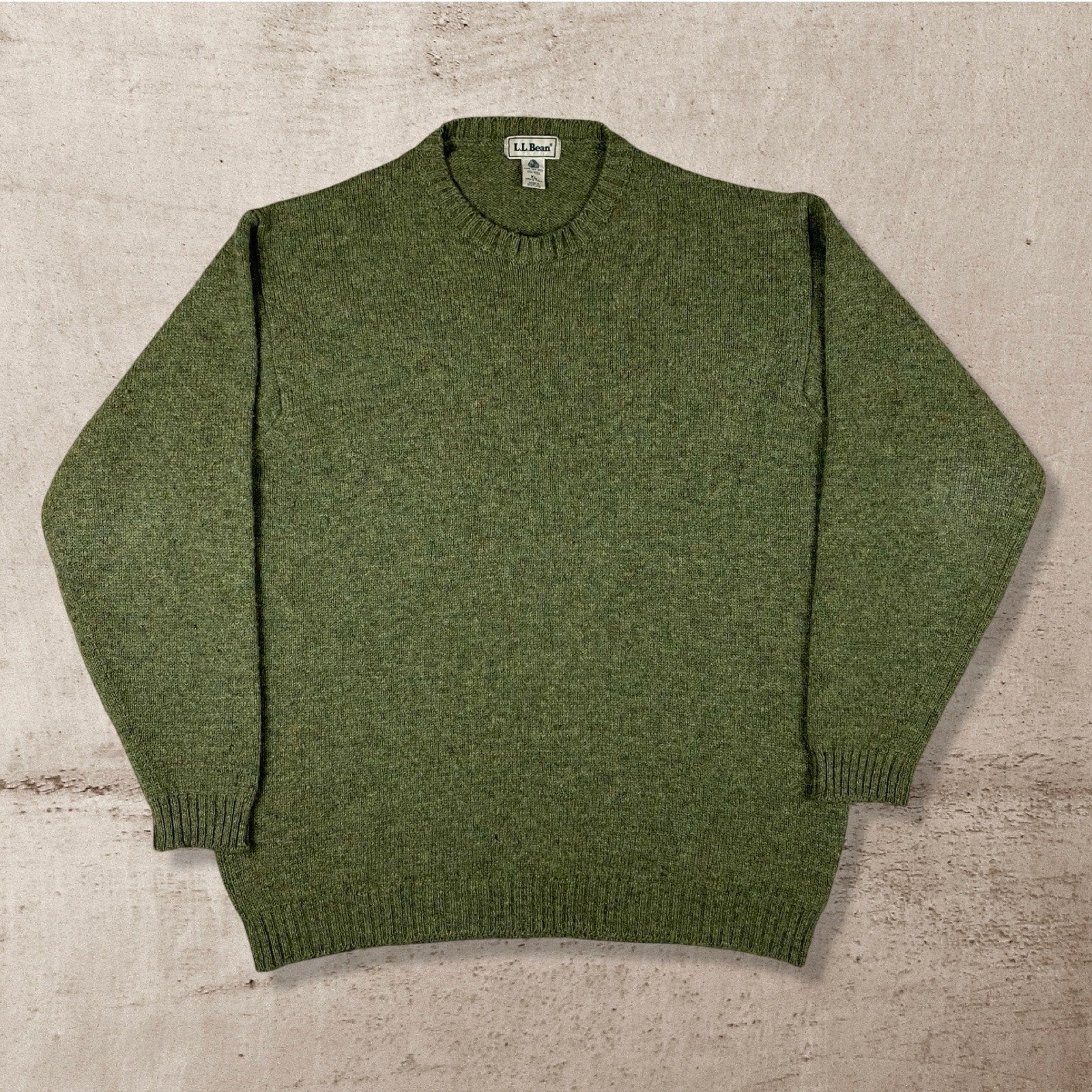 90s VTG L.L. BEAN GREEN KNIT WOOL SWEATER SCOTLAND MADE (XL)