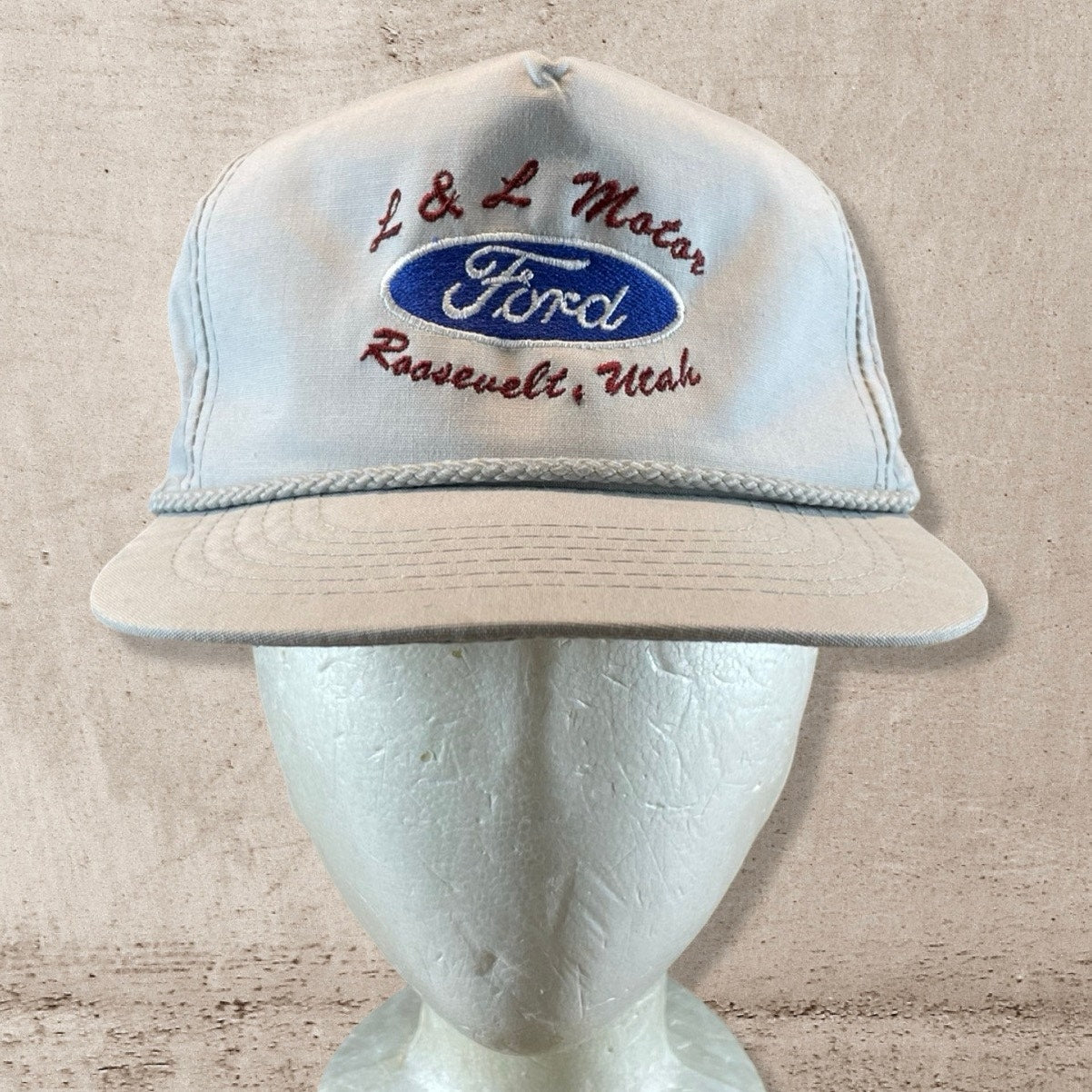 90s VTG FORD MOTORS UTAH GREY TRUCK HAT CAP (OS)