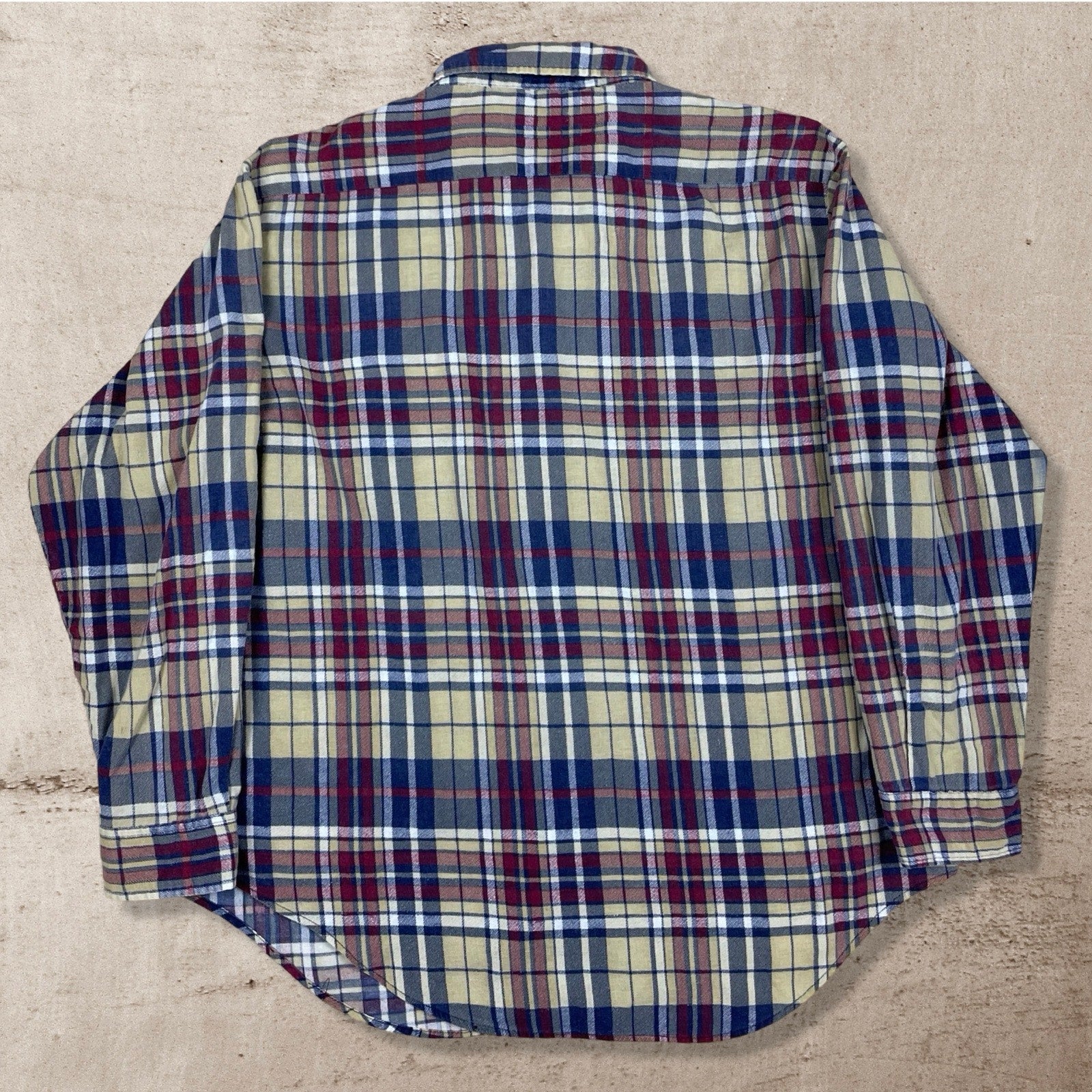 90S VTG WHARTON COTTON FLANNEL CHECKERED WORK SHIRT XL/L