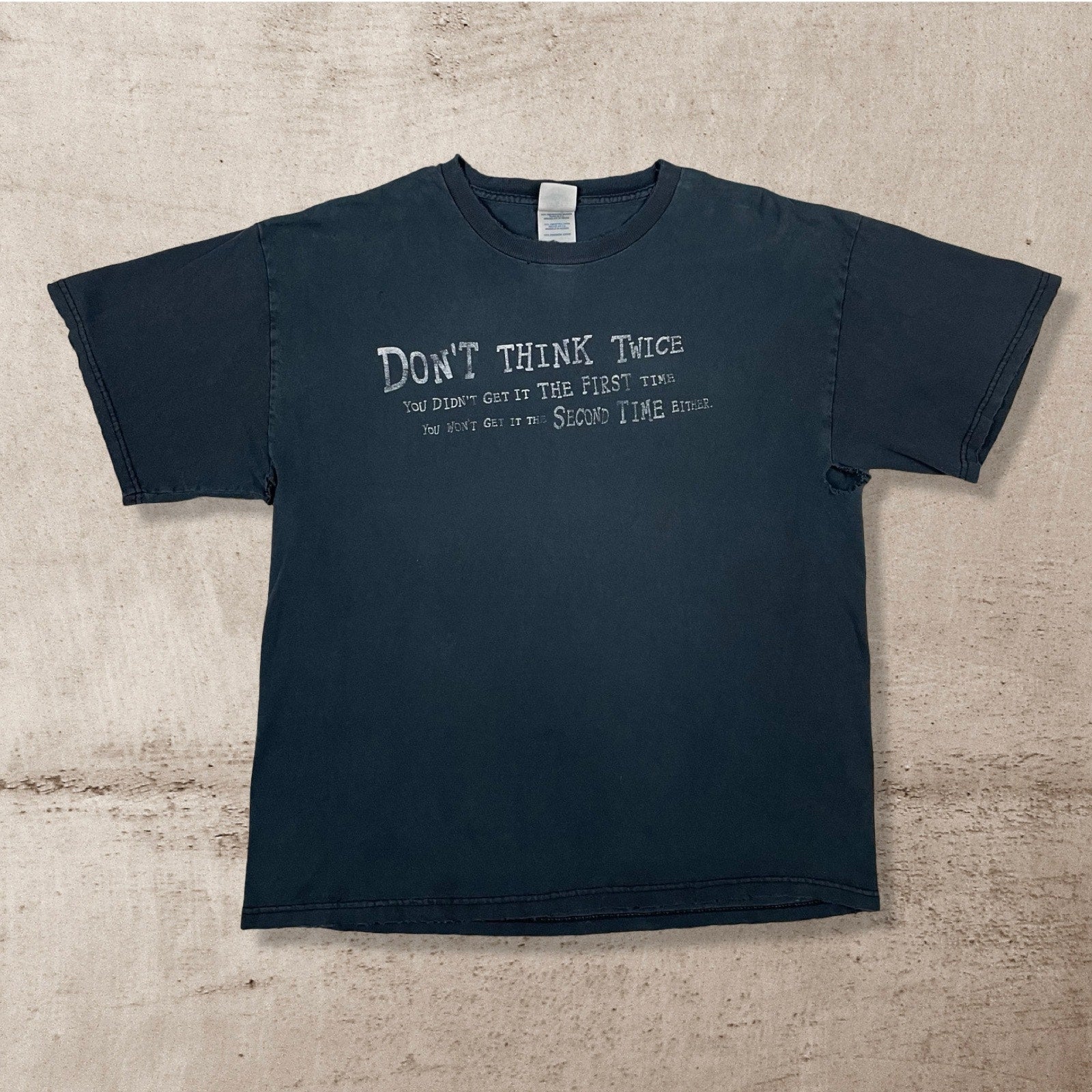 Y2K VTG DON'T THINK TWICE SASSY HUMOR DISTRESSED STATEMENT T-SHIRT (L)