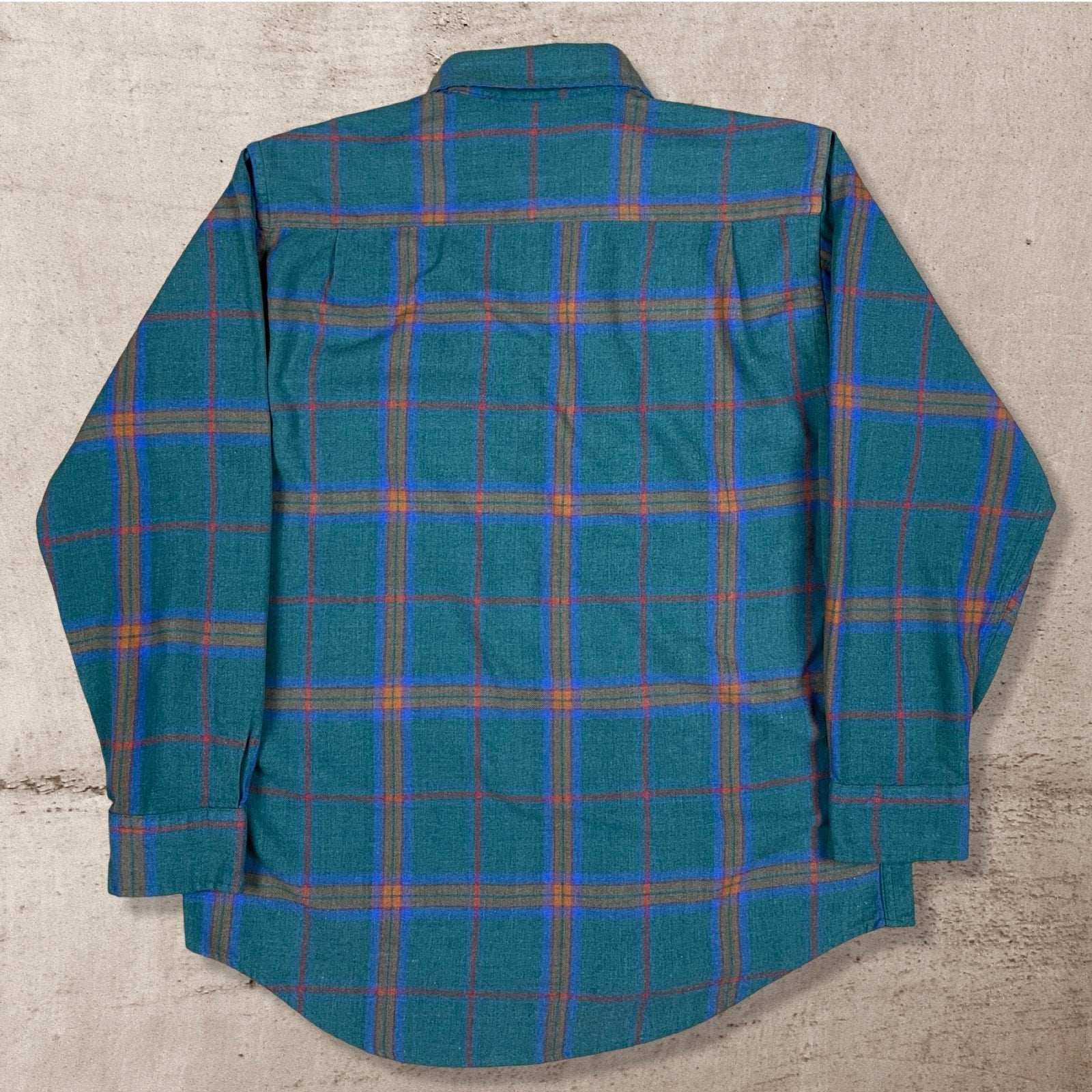 90s VTG SEARS ROEBUCK STIPED FLANNEL ACRYLIC WORK SHIRT USA MADE L/M