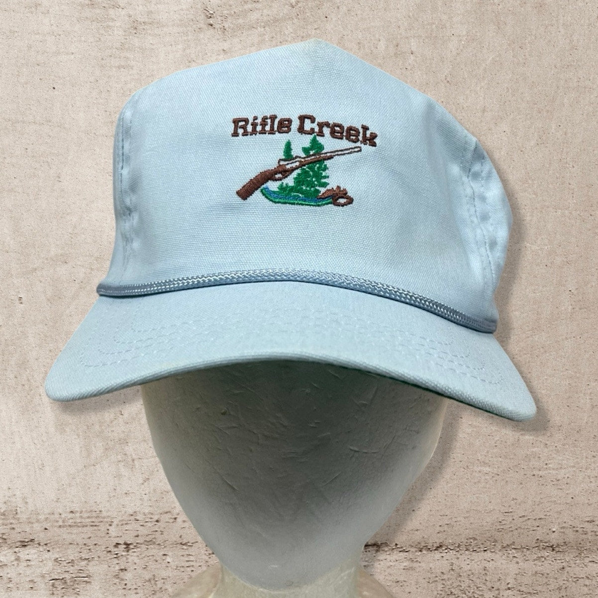 VINTAGE 90S DUCKSTER RIFLE CREEK WESTERN SPORTS HAT BLUE CAP EMBROIDERED (OS)