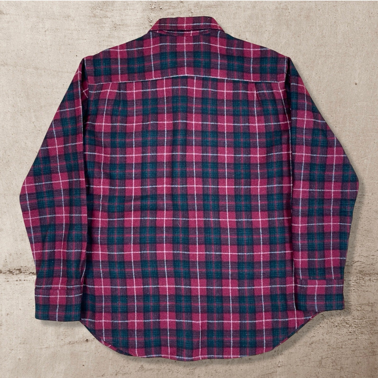 90s VTG LEVYS WOOL CHECKERED FLANNEL WORK SHIRT LIGHTLY DISTRESSED XL/L