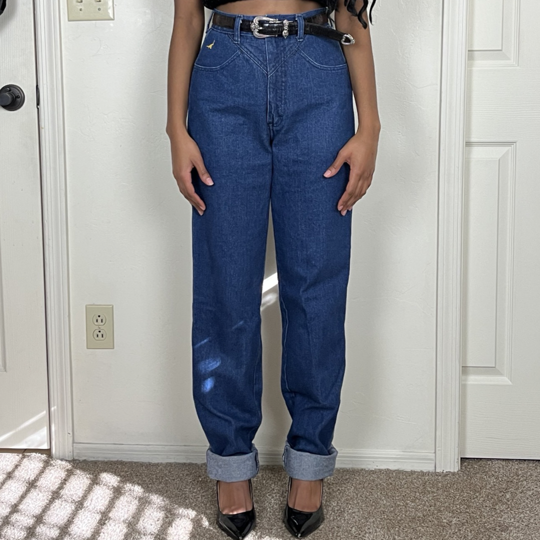 80s VINTAGE JEWELLS CLASSIC BOTTOMS BAREBACK WESTERN MOM JEANS (6-8W)