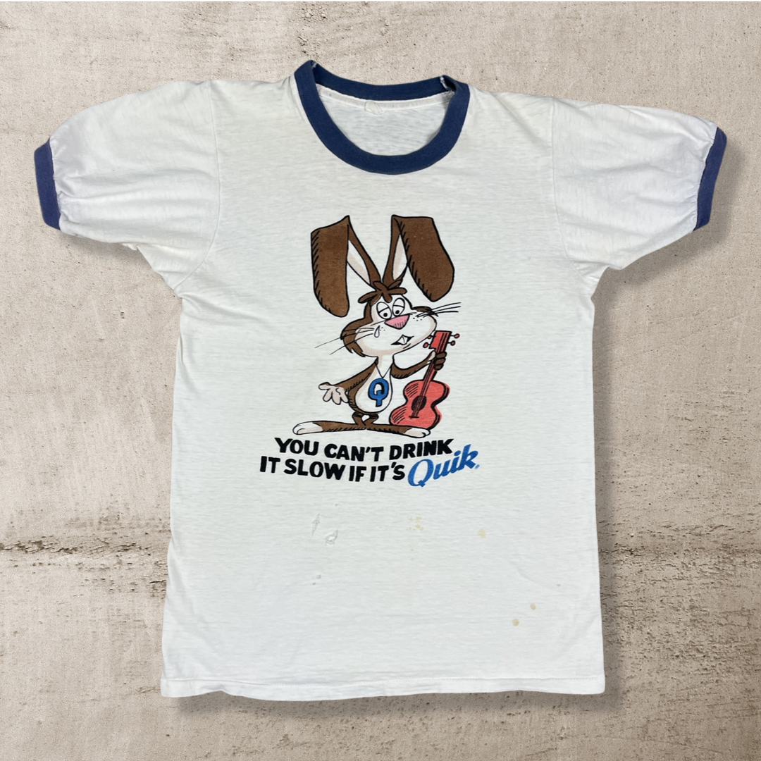 70s NESQUIK YOU CAN'T DRINK IT SLOW" RINGER T-SHIRT (S/XS)