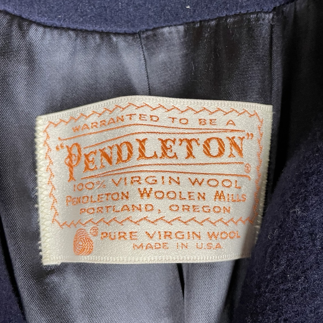 70s VINTAGE PENDLETON USA VIRGIN WOOL DOUBLE-BREASTED CAR COAT (W10)