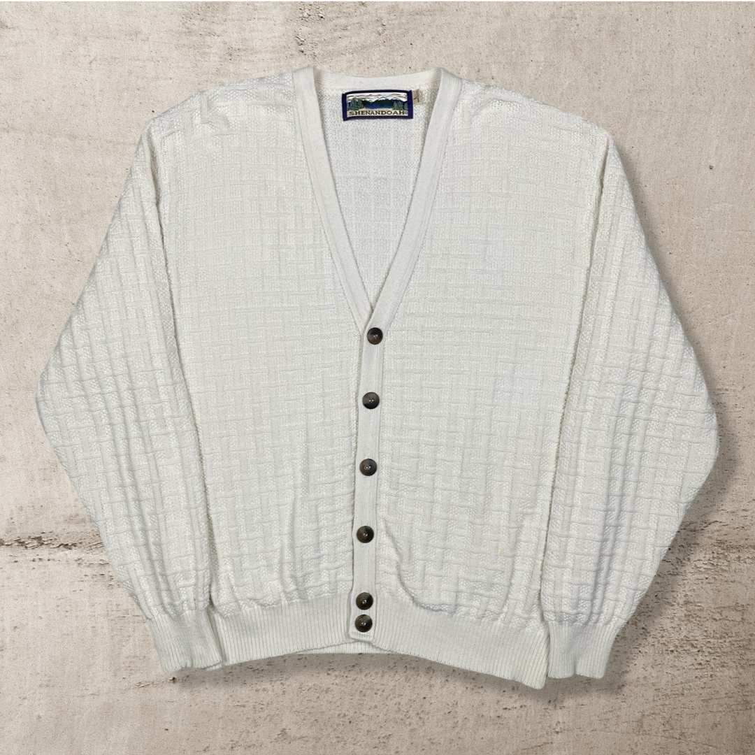 90s VINTAGE SHENANDOAH BUTTONED WAFFLE KNIT CARDIGAN (L)