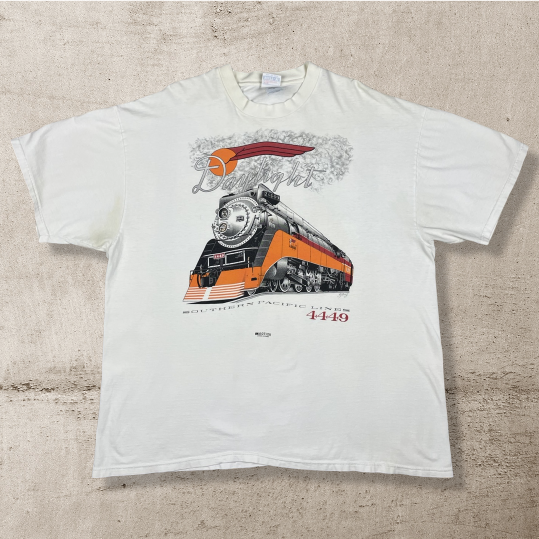 90s VINTAGE "DAYLIGHT: SOUTHERN PACIFIC TRAIN LINES" T-SHIRT (XXL)