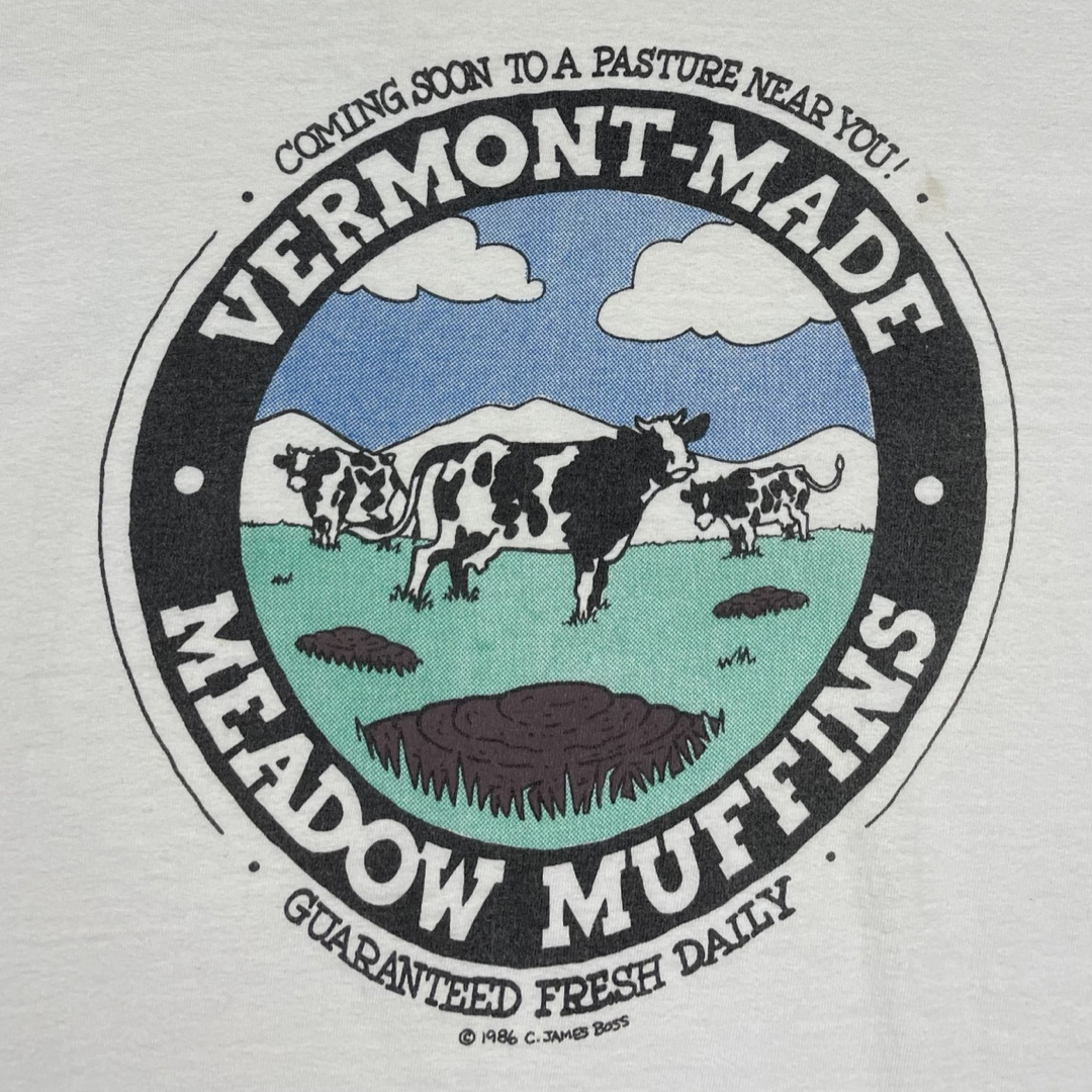 80s VERMONT MADE MEADOW MUFFINS HUMOR T-SHIRT (M)