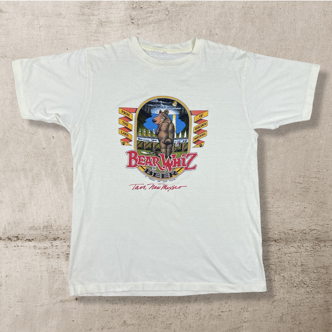 80s BEAR WHIZ BEER HUMOR T-SHIRT (L)