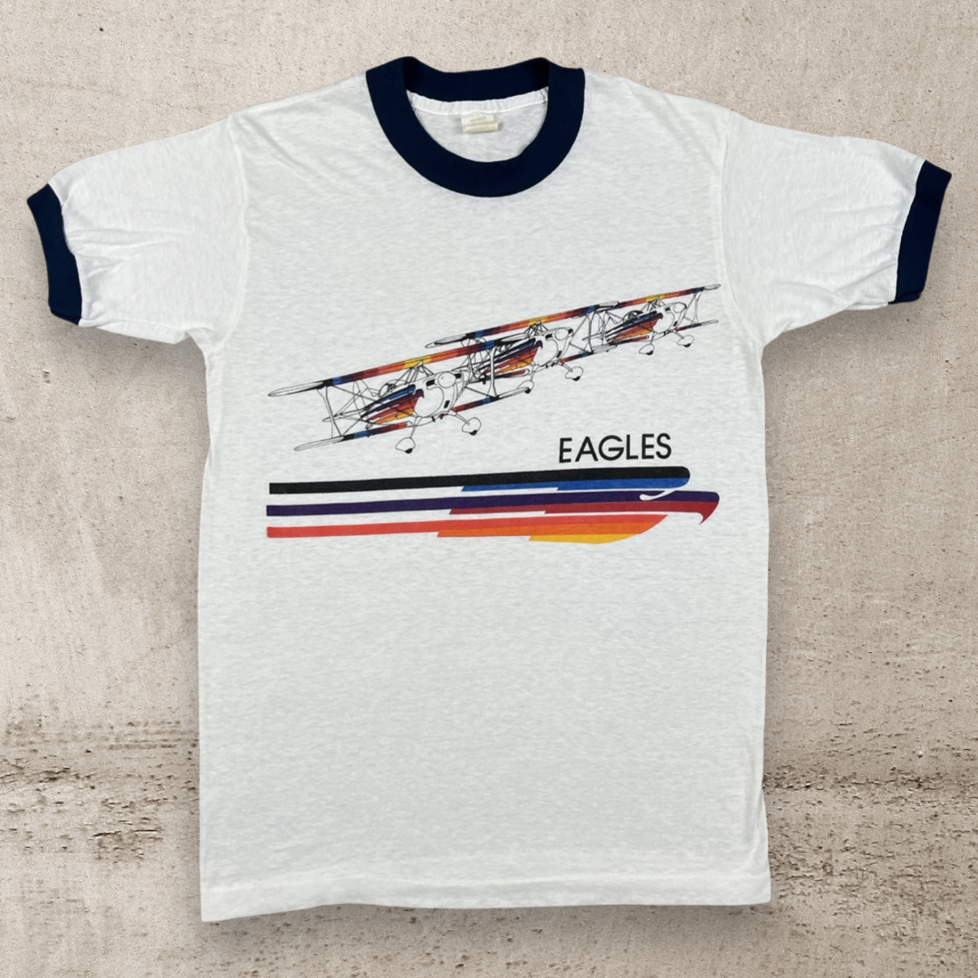 70s EAGLES AIR PLANE AVIATION RINGER T-SHIRT (M/S)