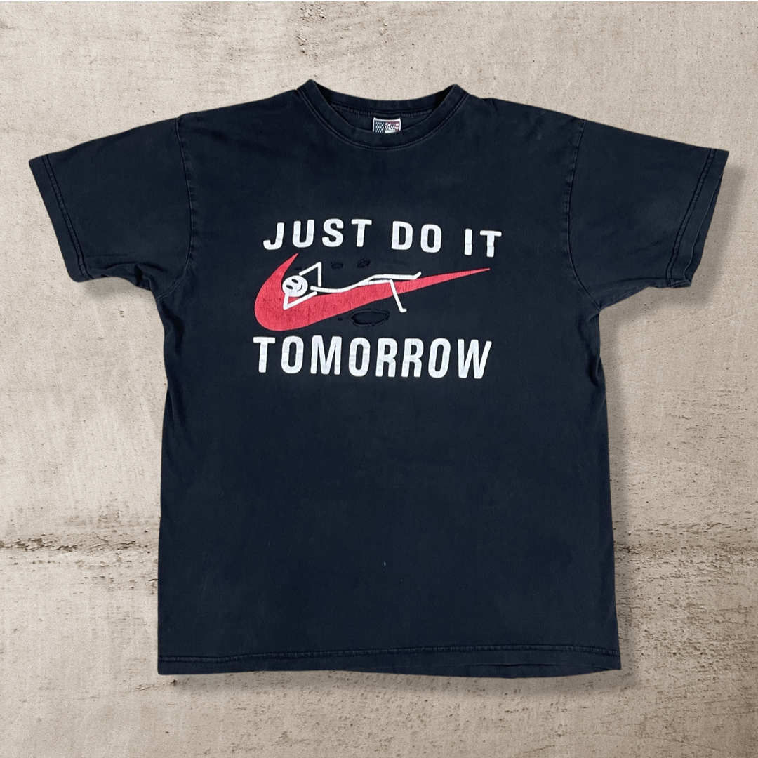 90s "JUST DO IT TOMORROW" NIKE PARODY T-SHIRT (M/L)