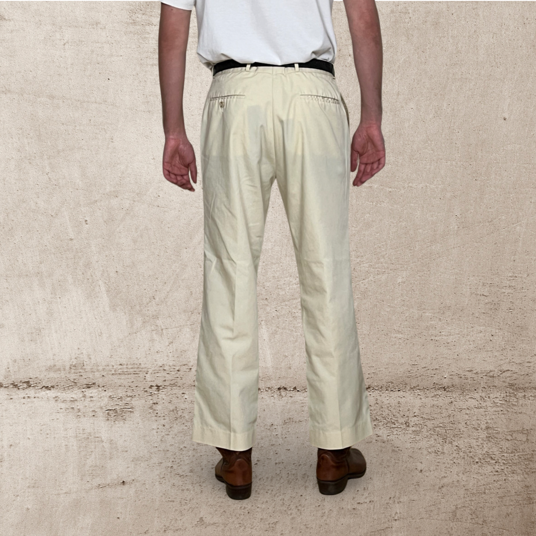 70s VINTAGE JOHN WEITZ CREAM FLARED PANTS (32)