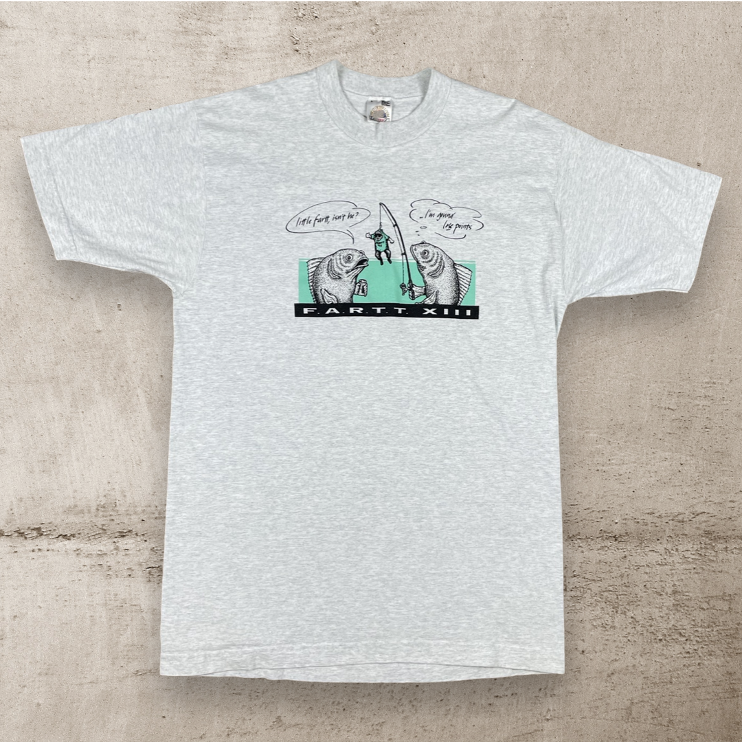 90s "LITTLE FART, I'M GONNA LOSE POINTS" FISHING T-SHIRT (L)