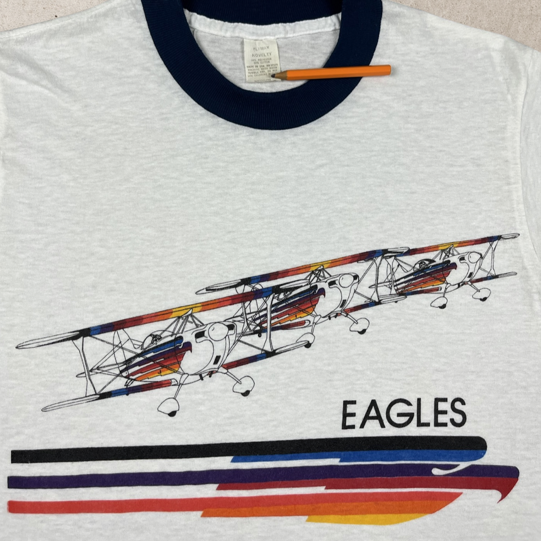 70s EAGLES AIR PLANE AVIATION RINGER T-SHIRT (M/S)