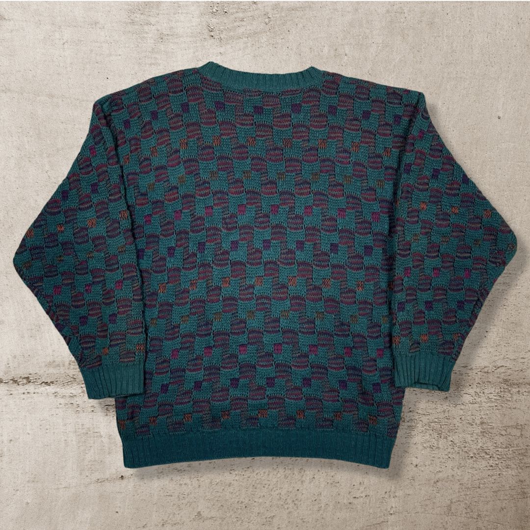 90s VINTAGE USA CROSSINGS PATTERN KNIT SWEATER (L)