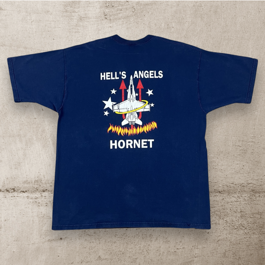 90s AVIATION "HELL'S ANGELS HORNET" T-SHIRT (XL)