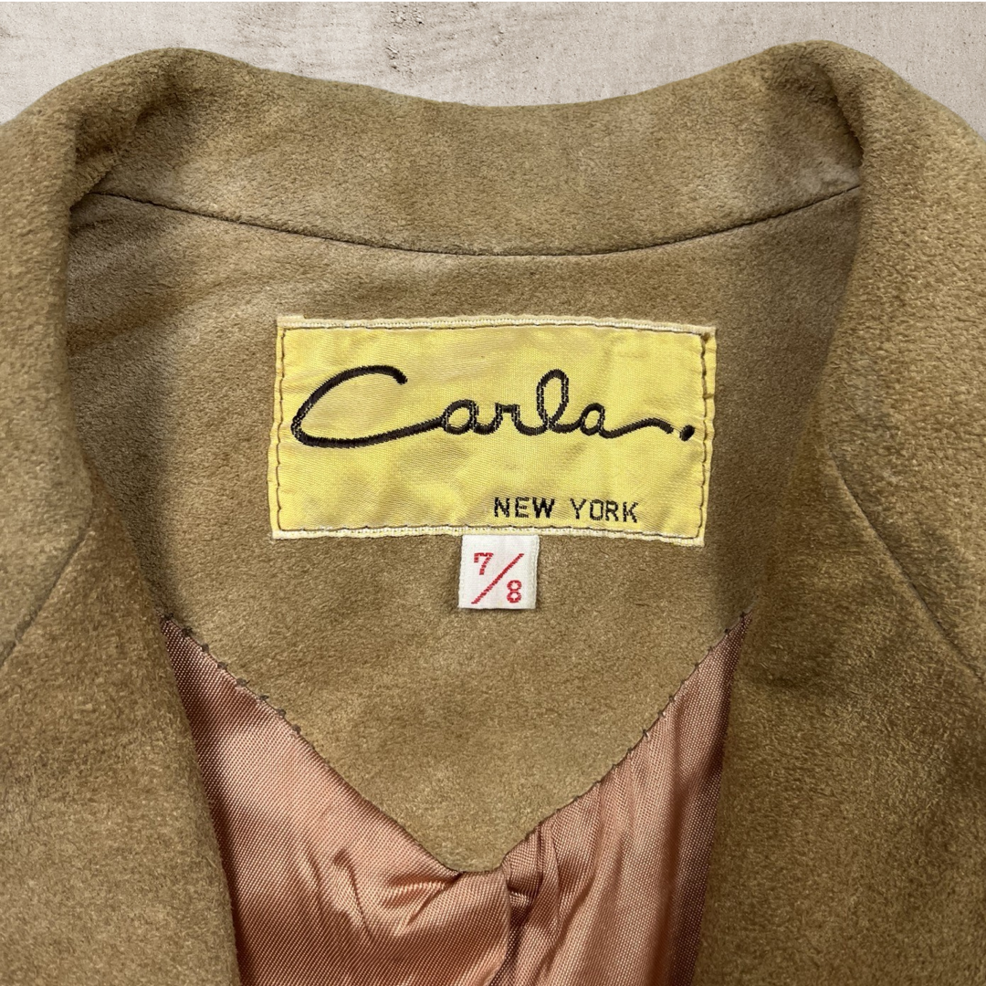 70s VINTAGE WOMEN'S CARLA TAN SUEDE BLAZER JACKET (7/8)