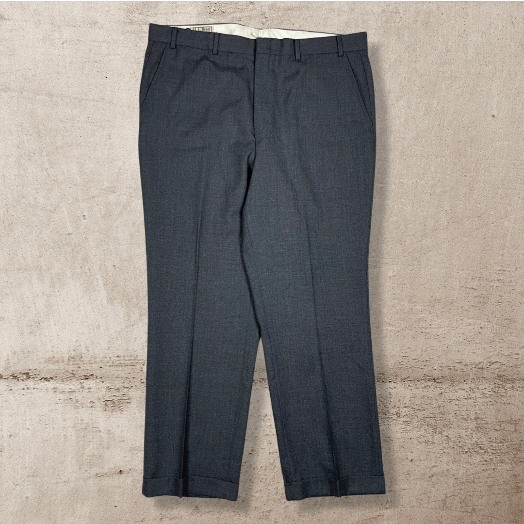 80s VINTAGE L.L. BEAN WOOL CUFFED TROUSERS (38X30)