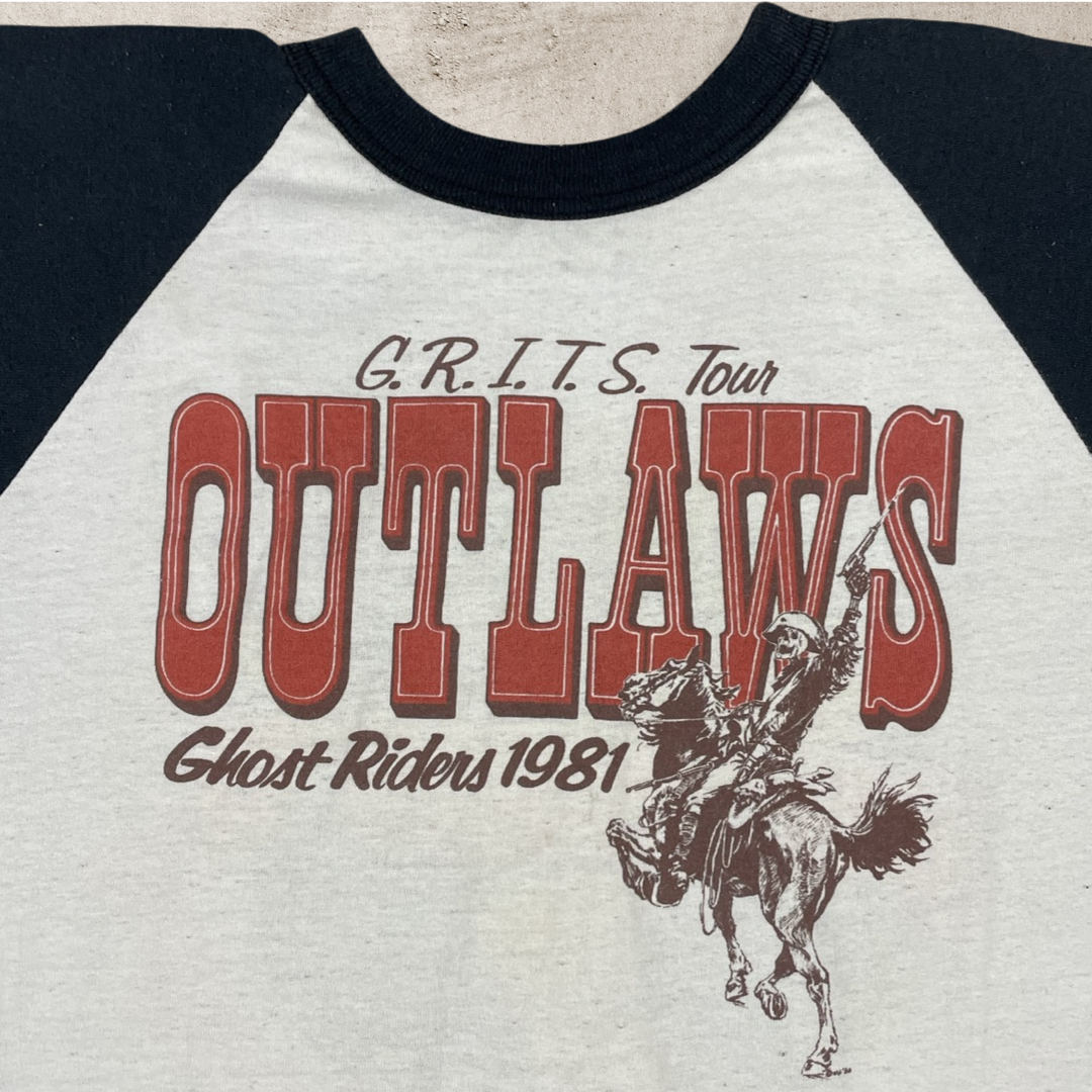 80s GHOST RIDERS OUTLAWS 3/4 SLEEVE T-SHIRT(M/S)