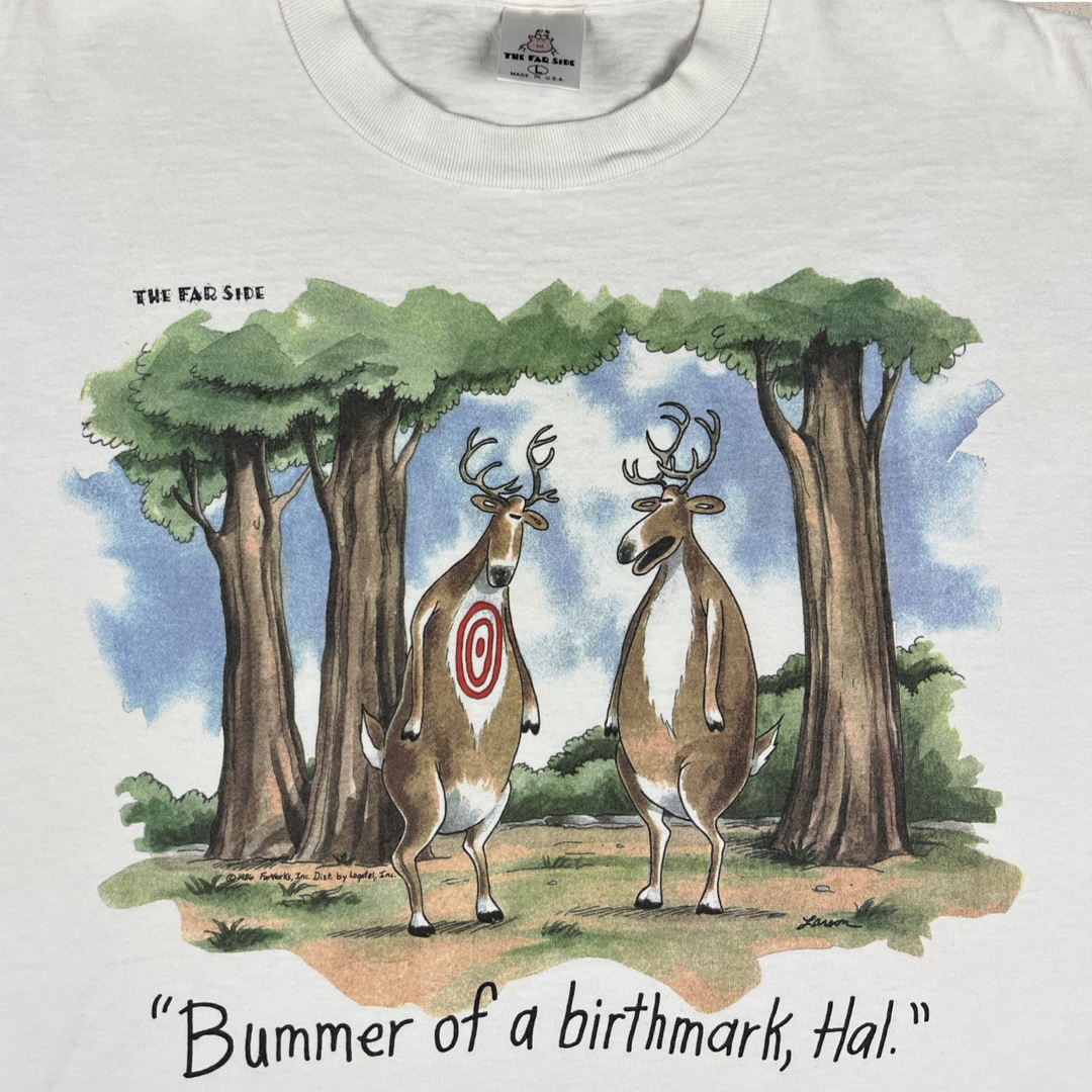 90s FAR SIDE "BUMMER OF A BIRTHMARK" T-SHIRT (L)