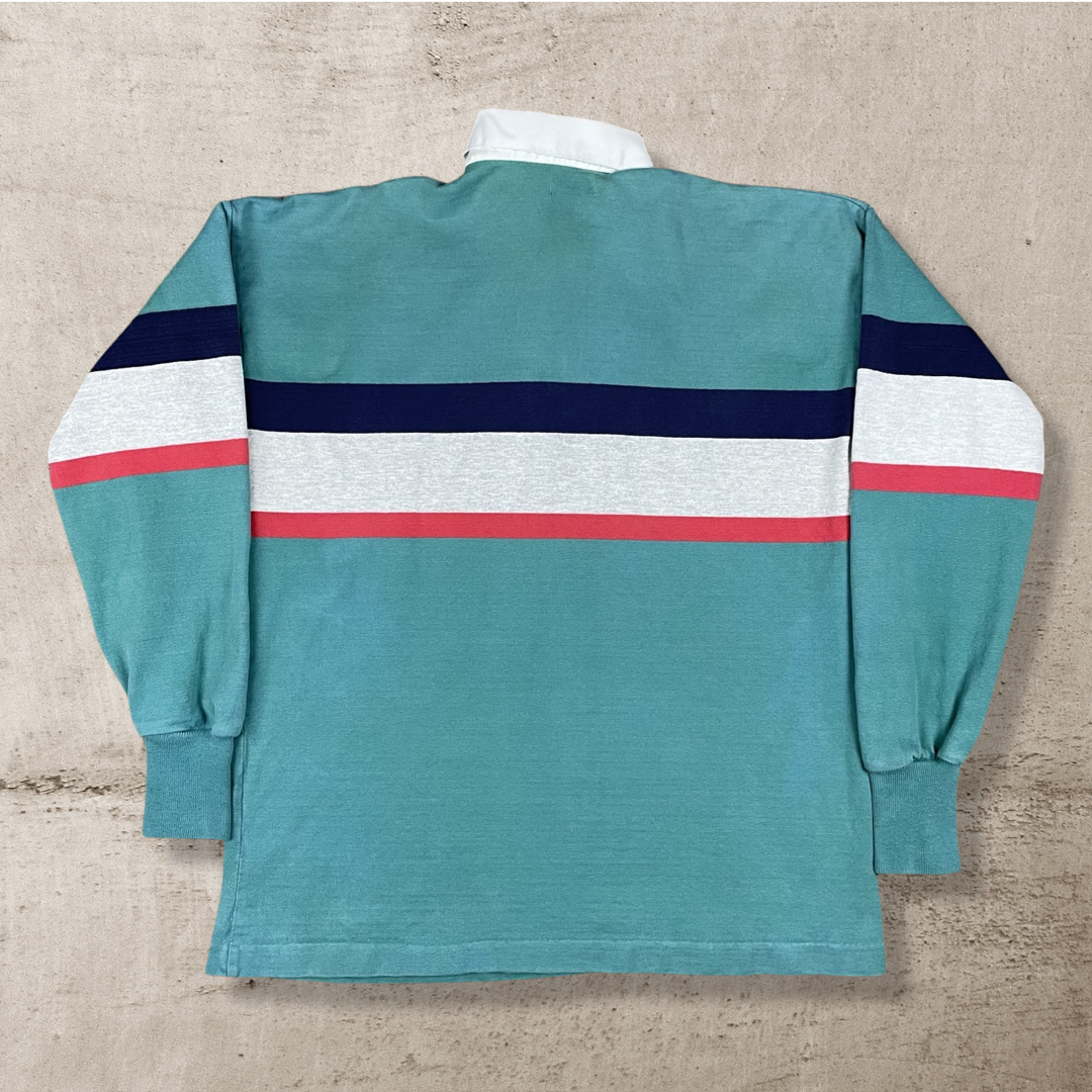 80s L.L. BEAN COLOR BLOCKED RUGBY SHIRT (XXL)