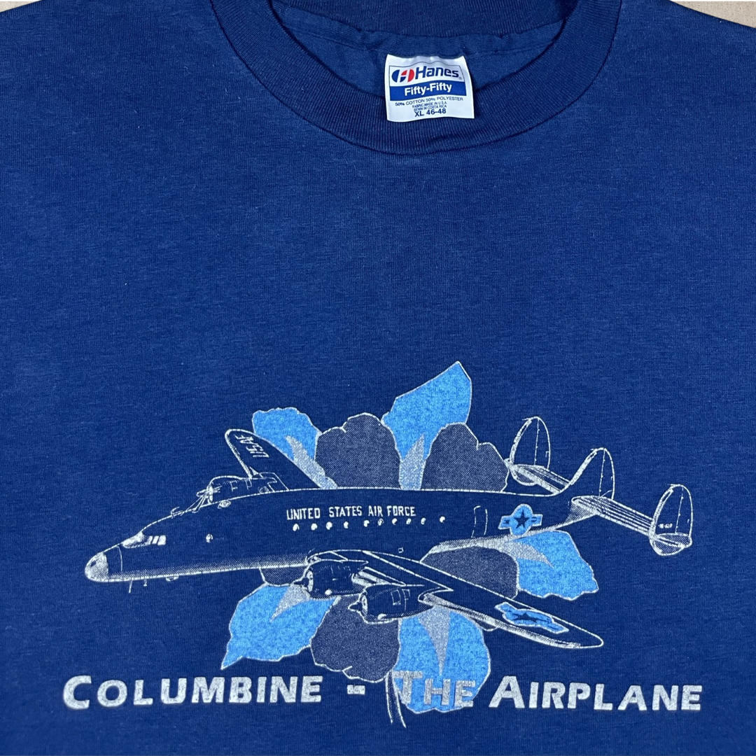 80s COLUMBINE AIR PLANE MILITARY AVIATION T-SHIRT (XL)