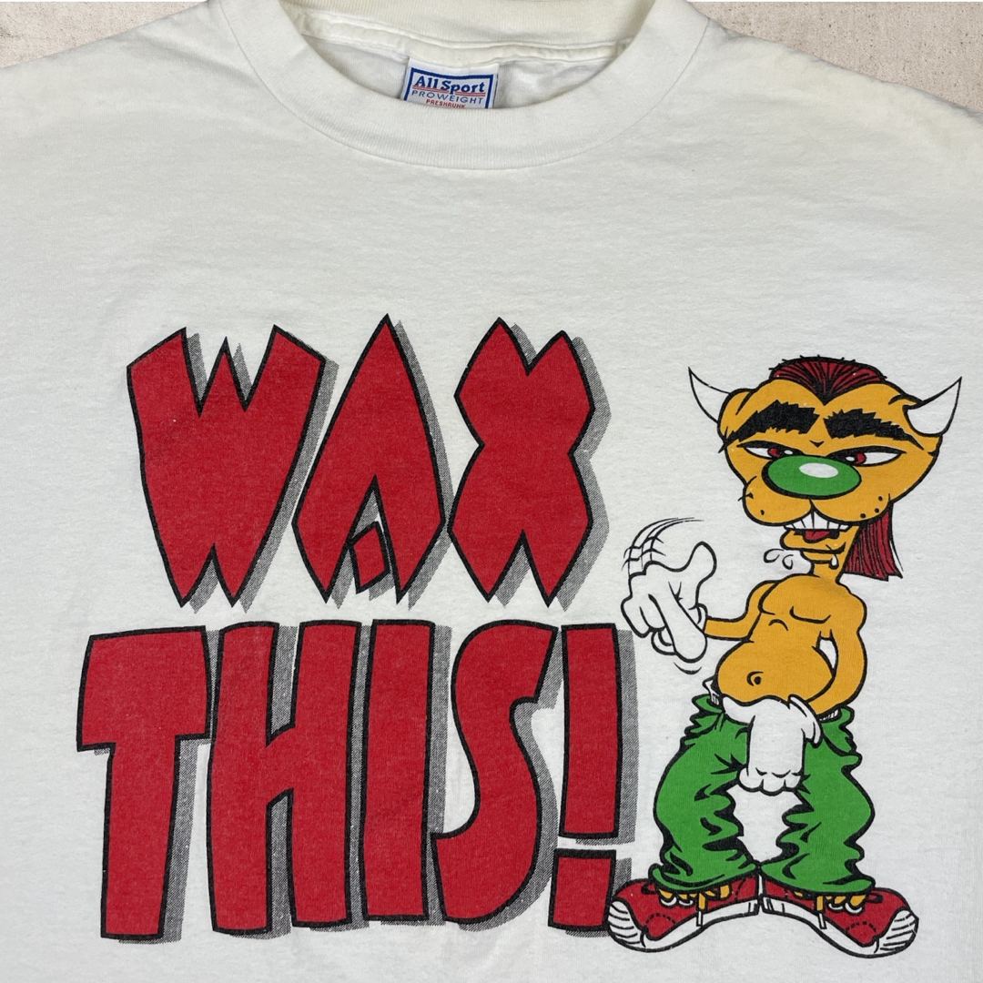 90s "WAX THIS" CARTOON HUMOR T-SHIRT (XL/L)