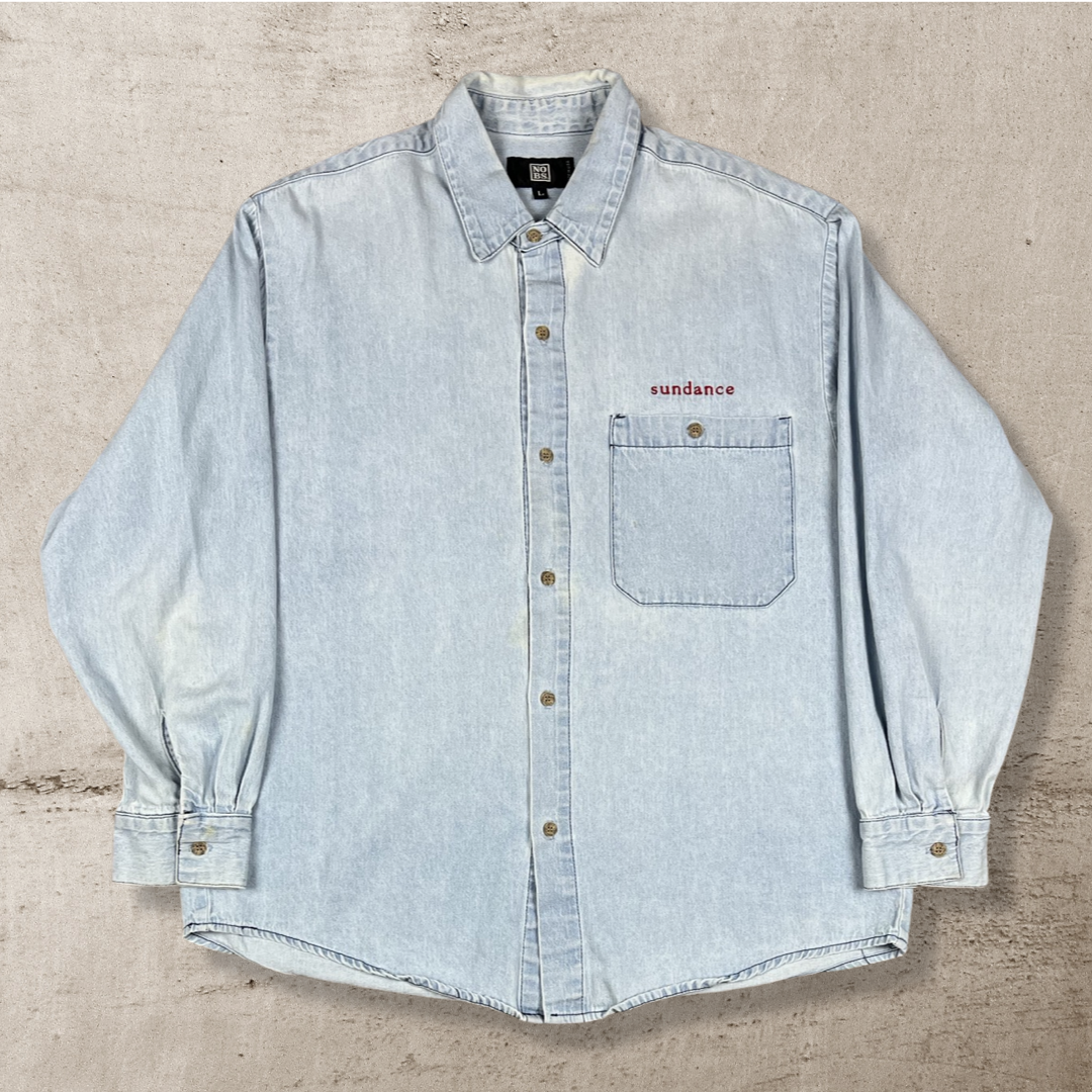 90s "SUNDANCE" POCKET DENIM SHIRT (L)