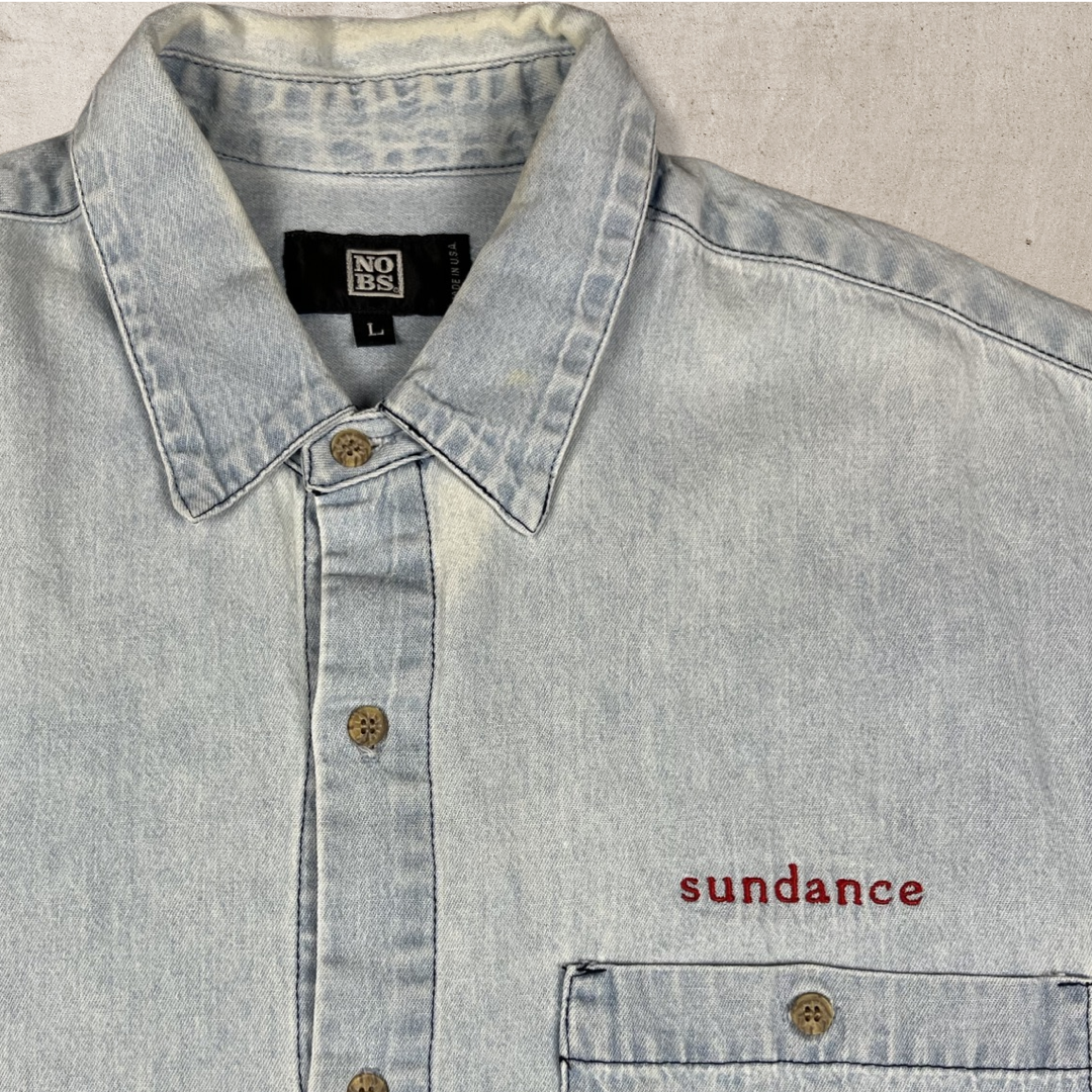 90s "SUNDANCE" POCKET DENIM SHIRT (L)