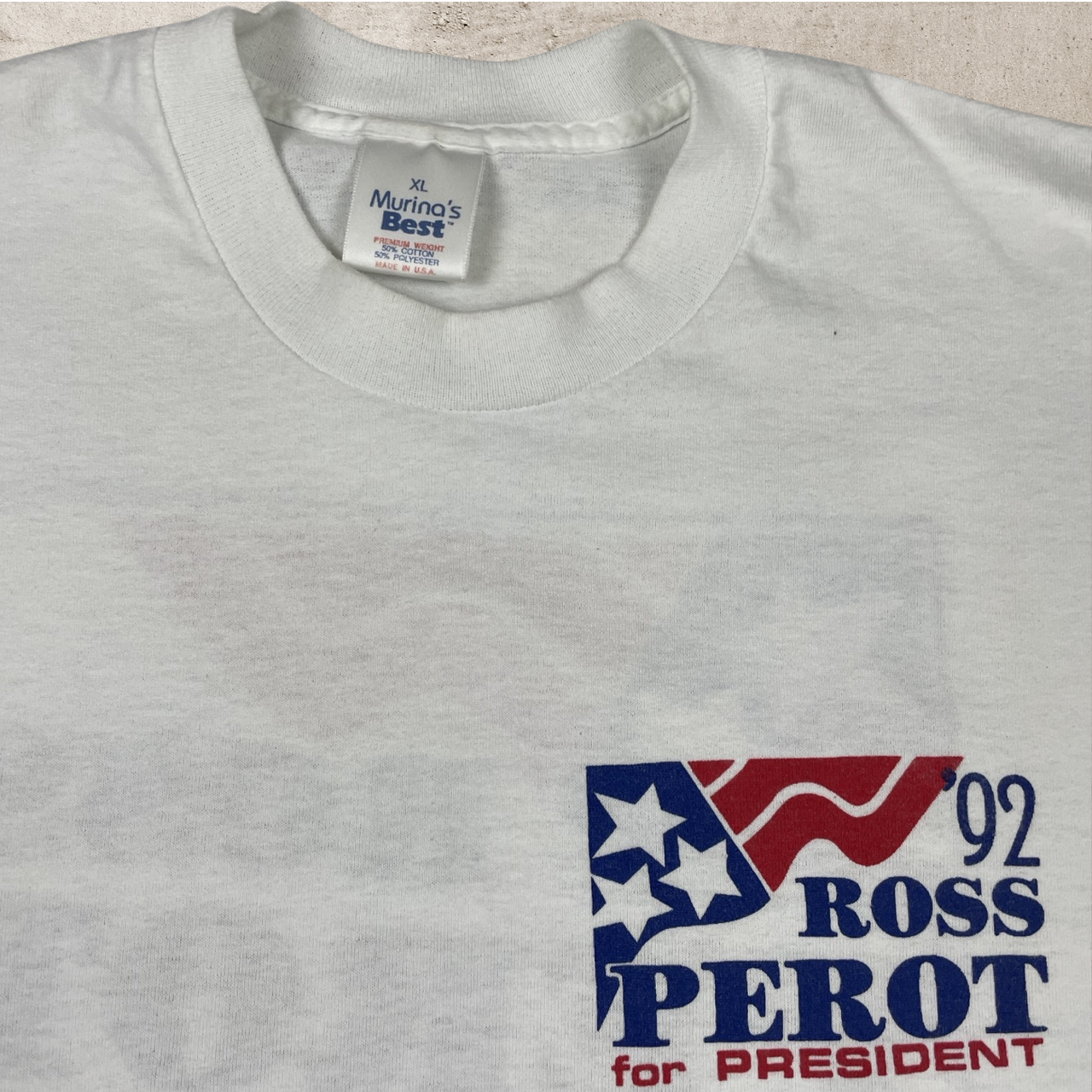 1992 VINTAGE ROSS PEROT "CAMPAIGN TOUR" T-SHIRT (XL/L)