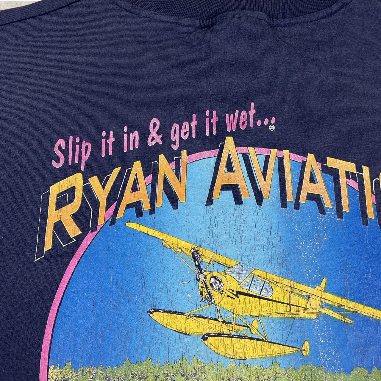 00s VINTAGE "SLIP IT IN" AVIATION T-SHIRT (XL)