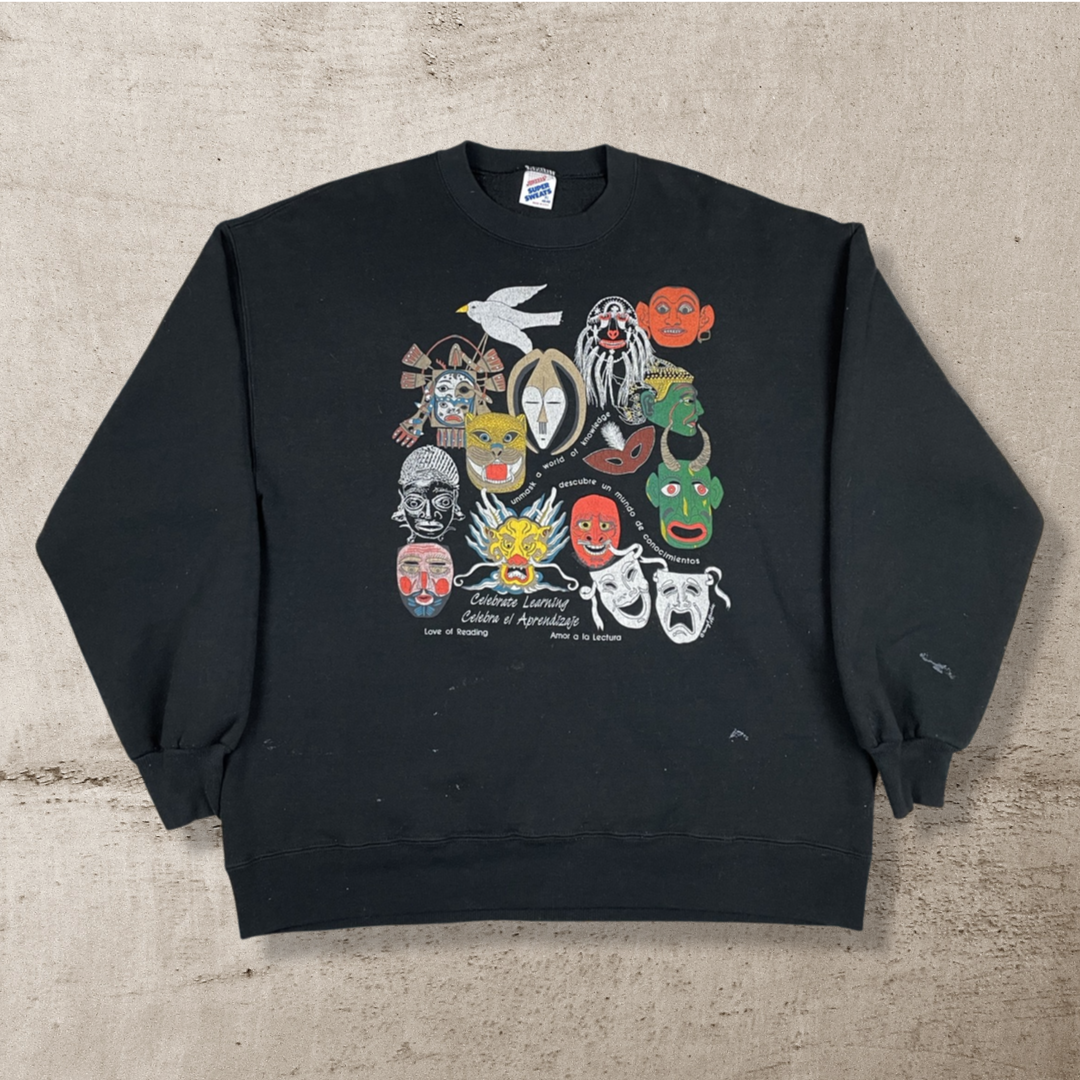 1990s VINTAGE MASK COLLAGE SWEATSHIRT (XL/L)