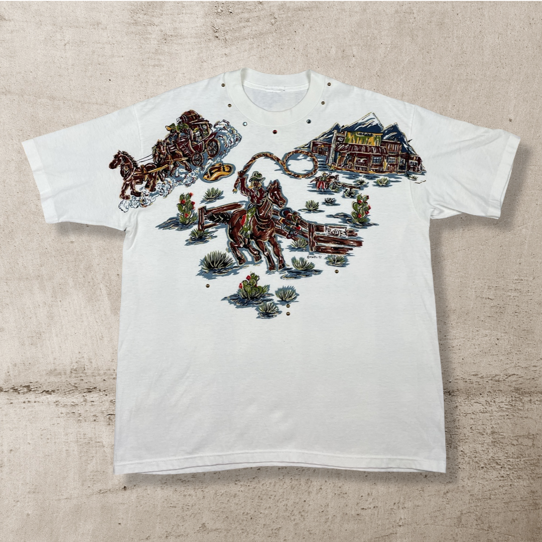 1992 VINTAGE WESTERN ART T-SHIRT (XL)